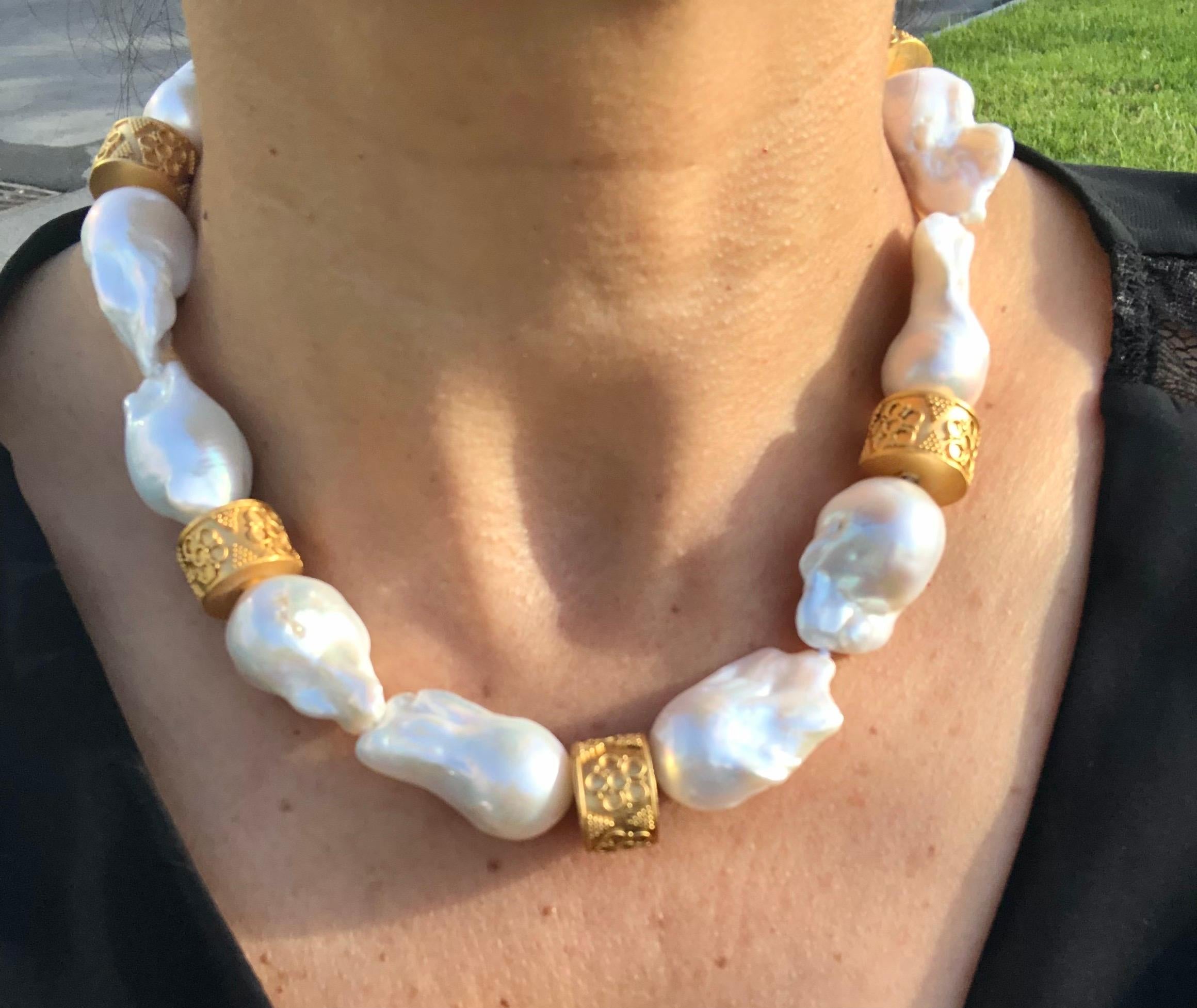 Mixed Cut A.Jeschel Colossal Baroque Pearl Necklace For Sale