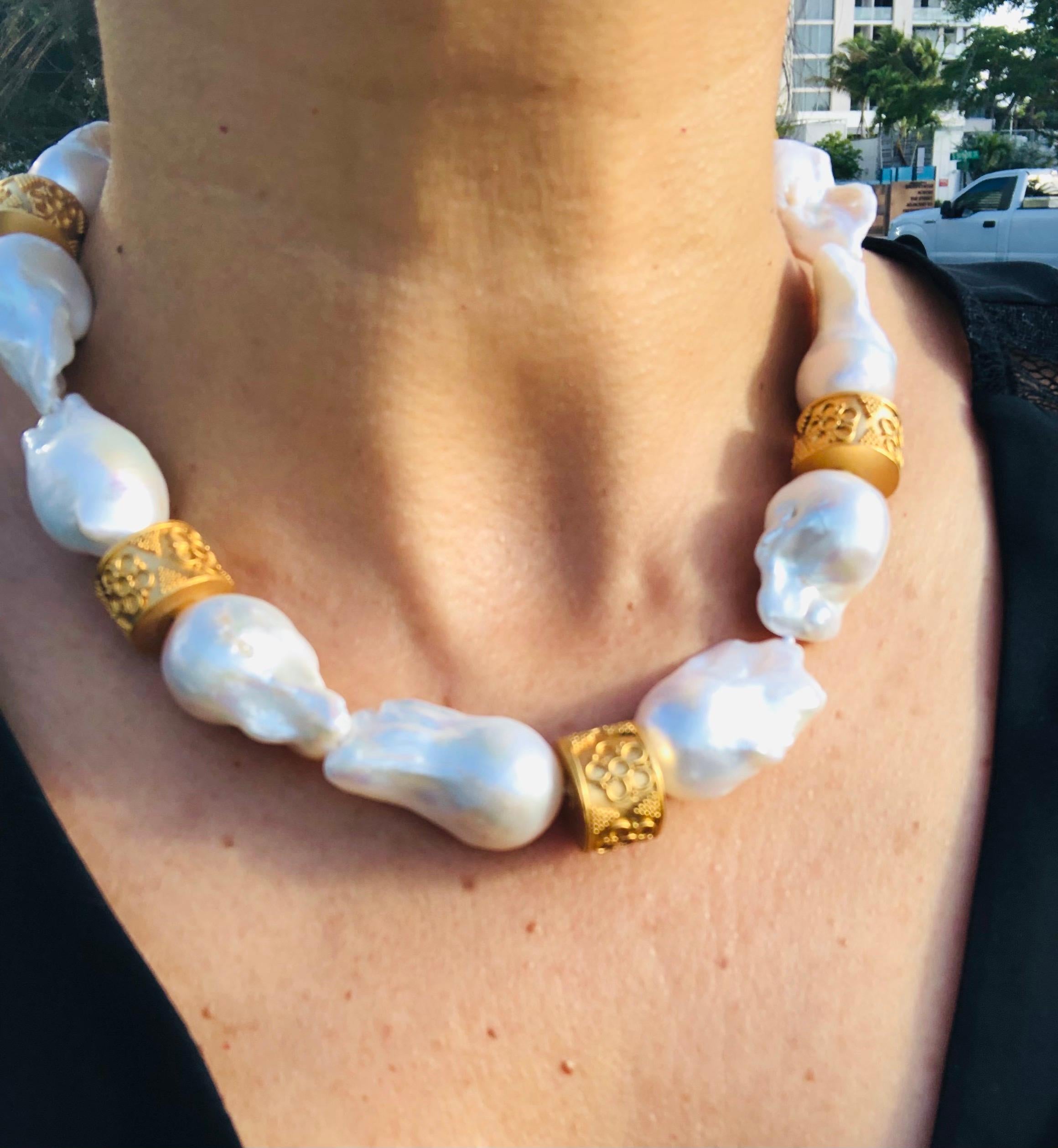 Contemporary A.Jeschel Colossal Baroque Pearl Necklace For Sale