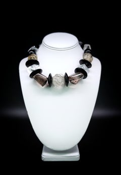 A.Jeschel  Baccarat Crystal Quartz and Onyx bold  necklace.