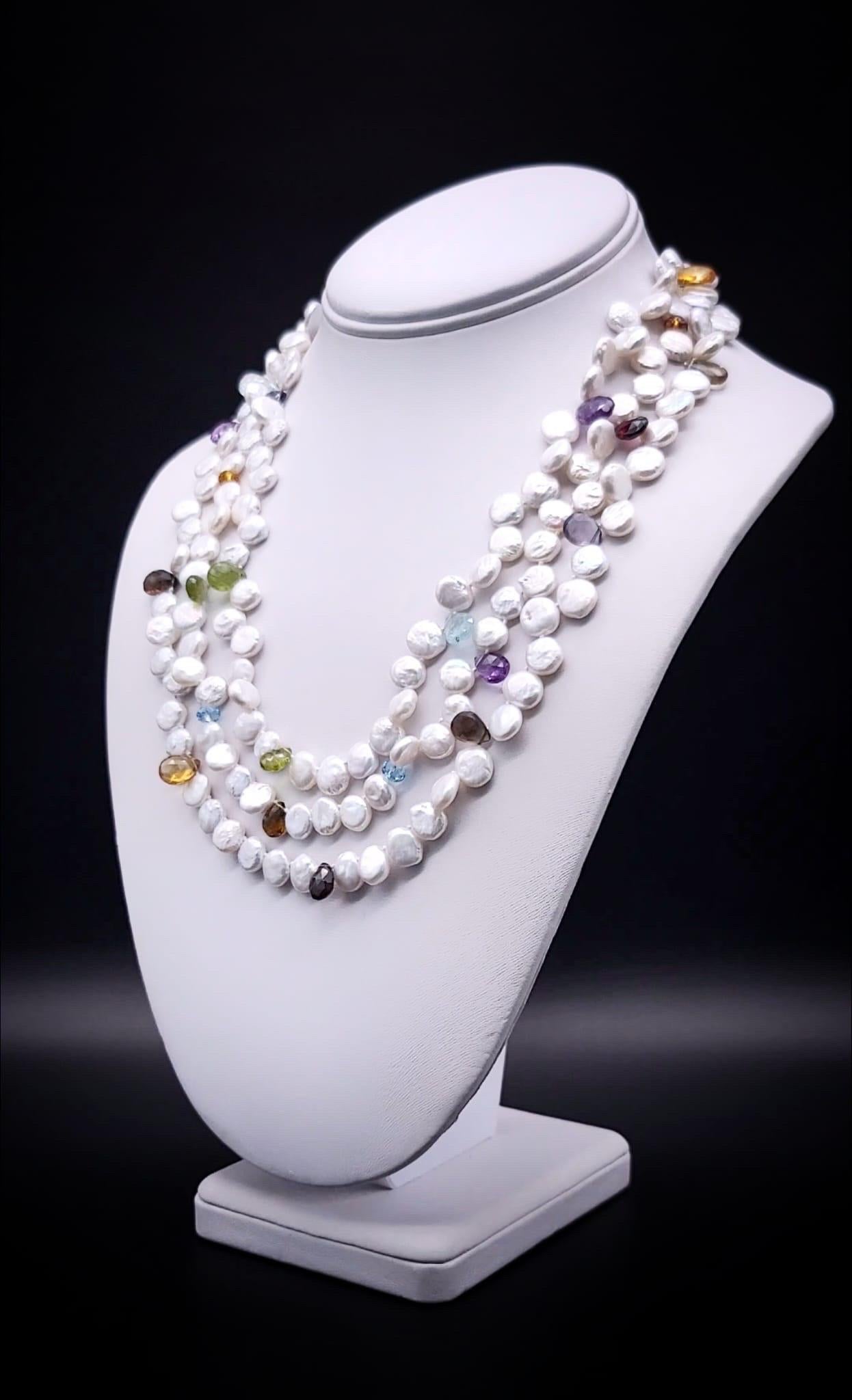Women's A.Jeschel  Delicate 3 strands of Freshwater Pearl  For Sale