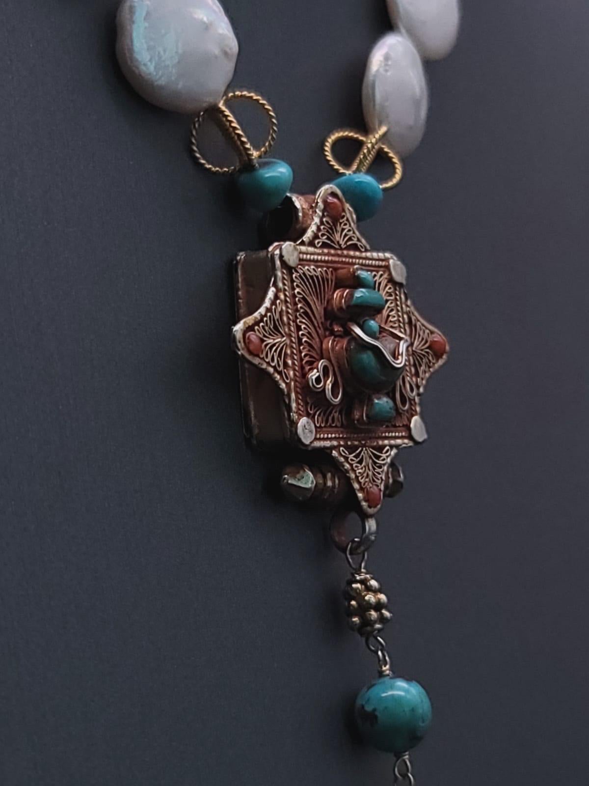 A.Jeschel Delicate Tibetan Ghau box Pearl necklace. 4