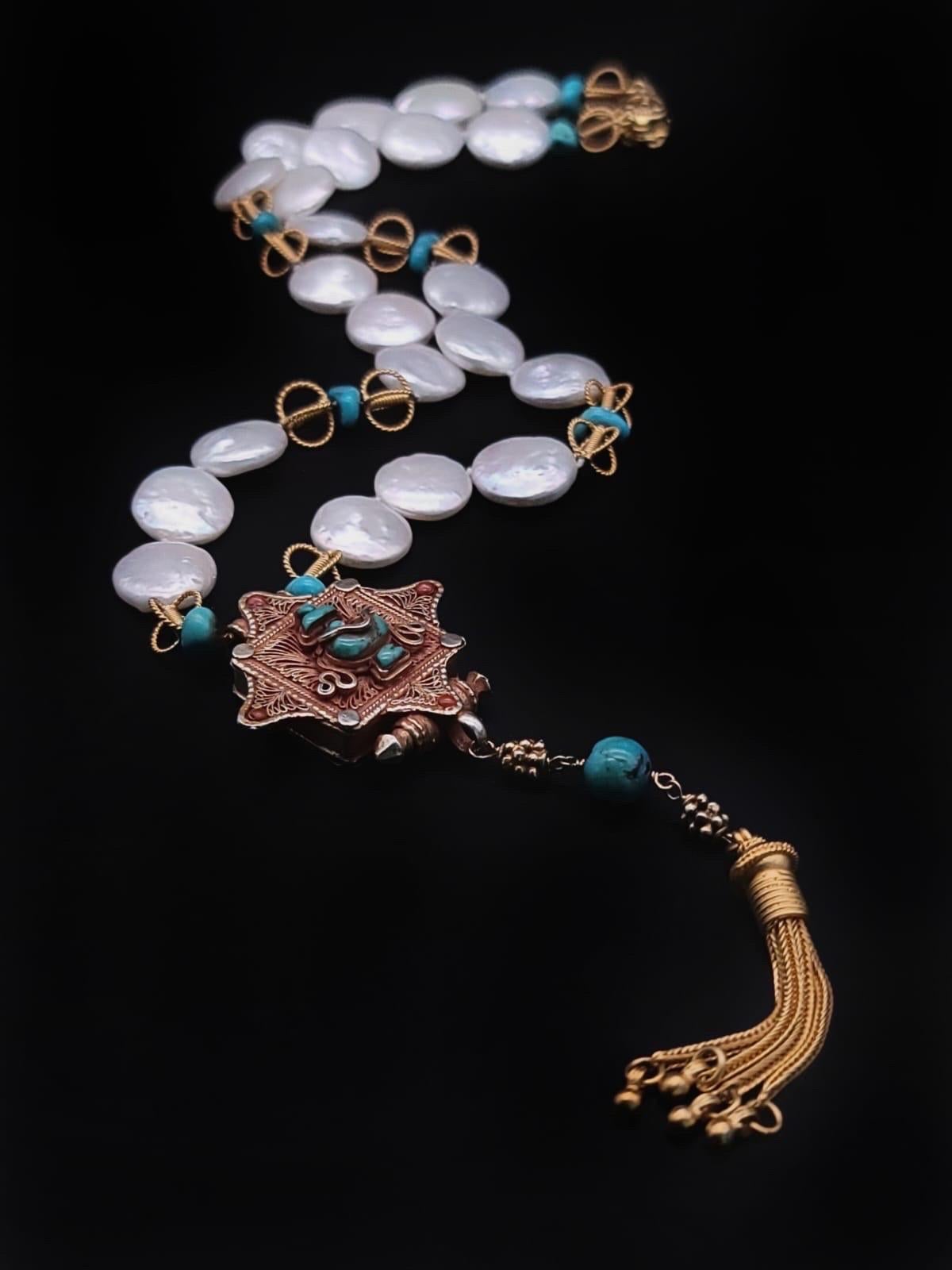 A.Jeschel Delicate Tibetan Ghau box Pearl necklace. 2