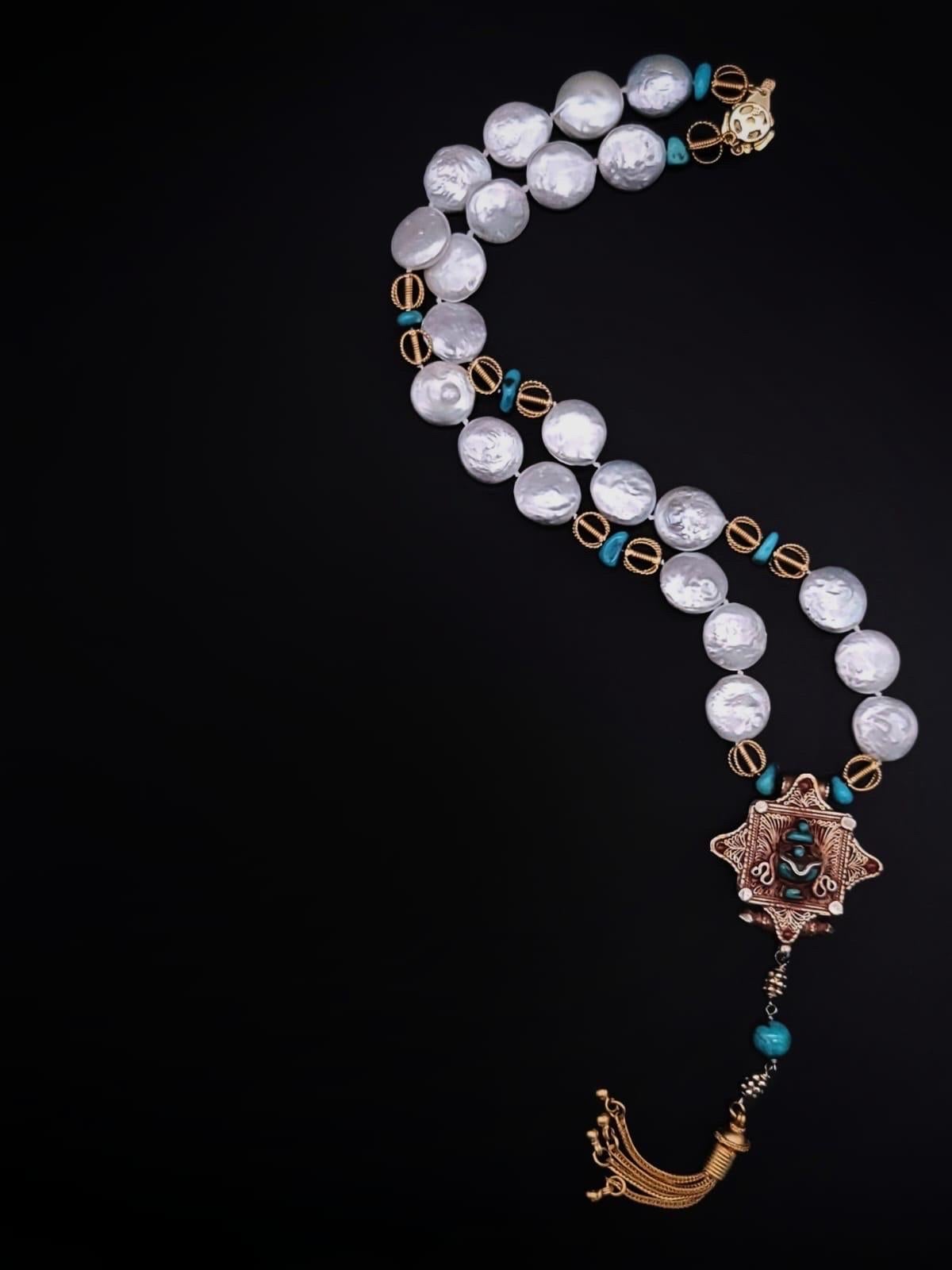A.Jeschel Delicate Tibetan Ghau box Pearl necklace. 3