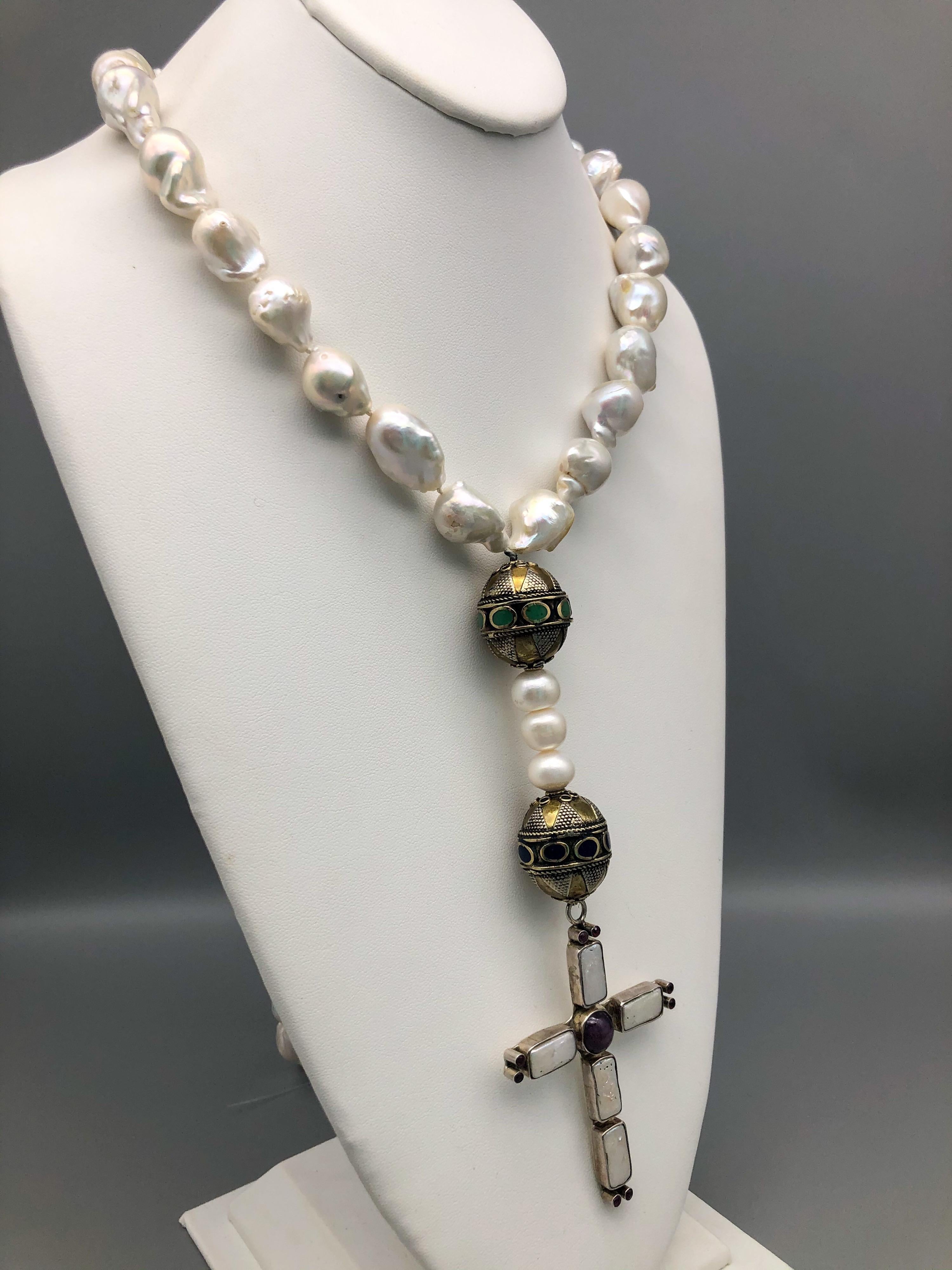 Contemporary A.Jeschel 52 inches Rosary Baroque Pearl 
