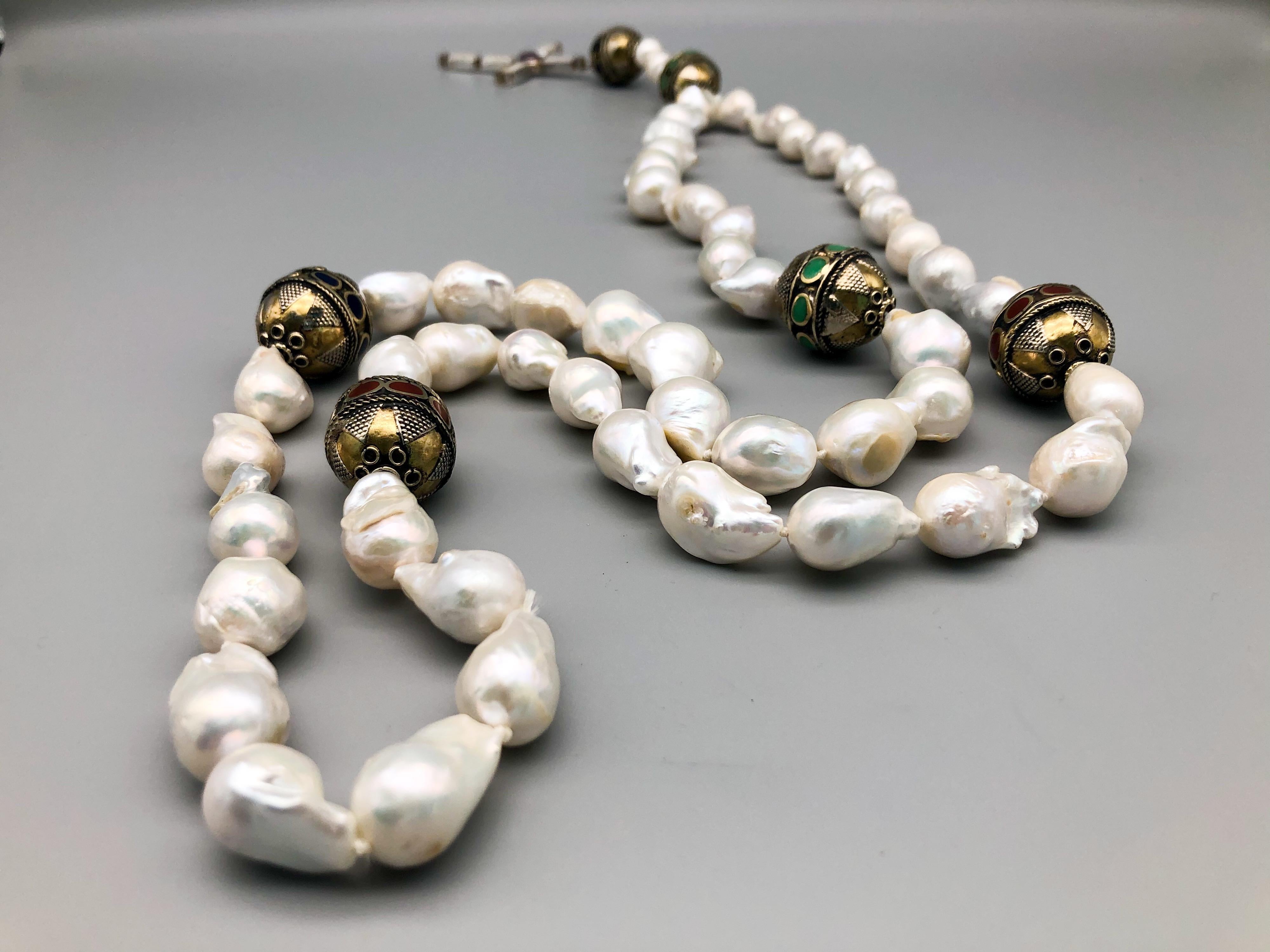 A.Jeschel 52 inches Rosary Baroque Pearl  In New Condition In Miami, FL