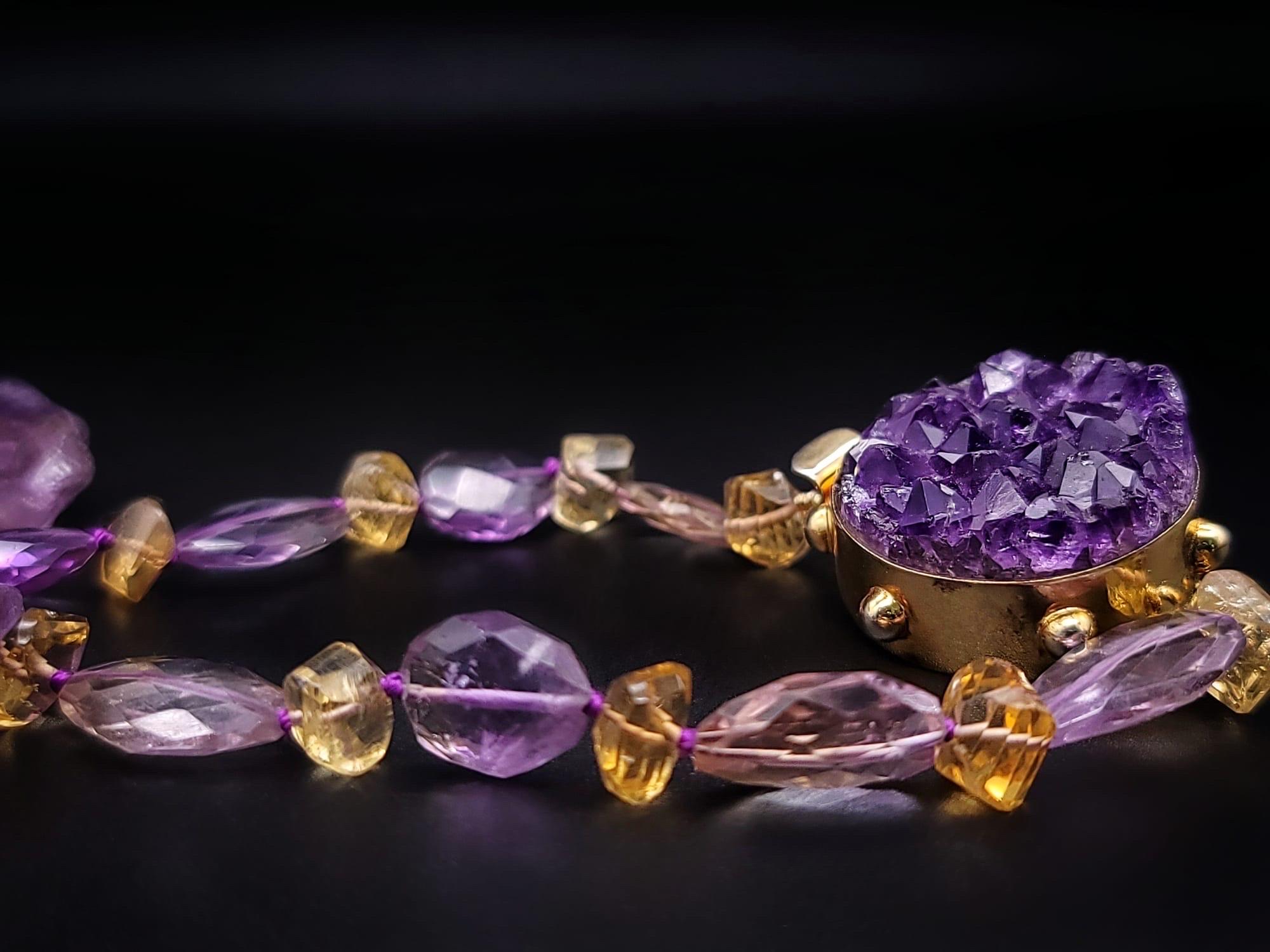 A.Jeschel Dramatic hammered Ametrine plates necklace. In New Condition For Sale In Miami, FL