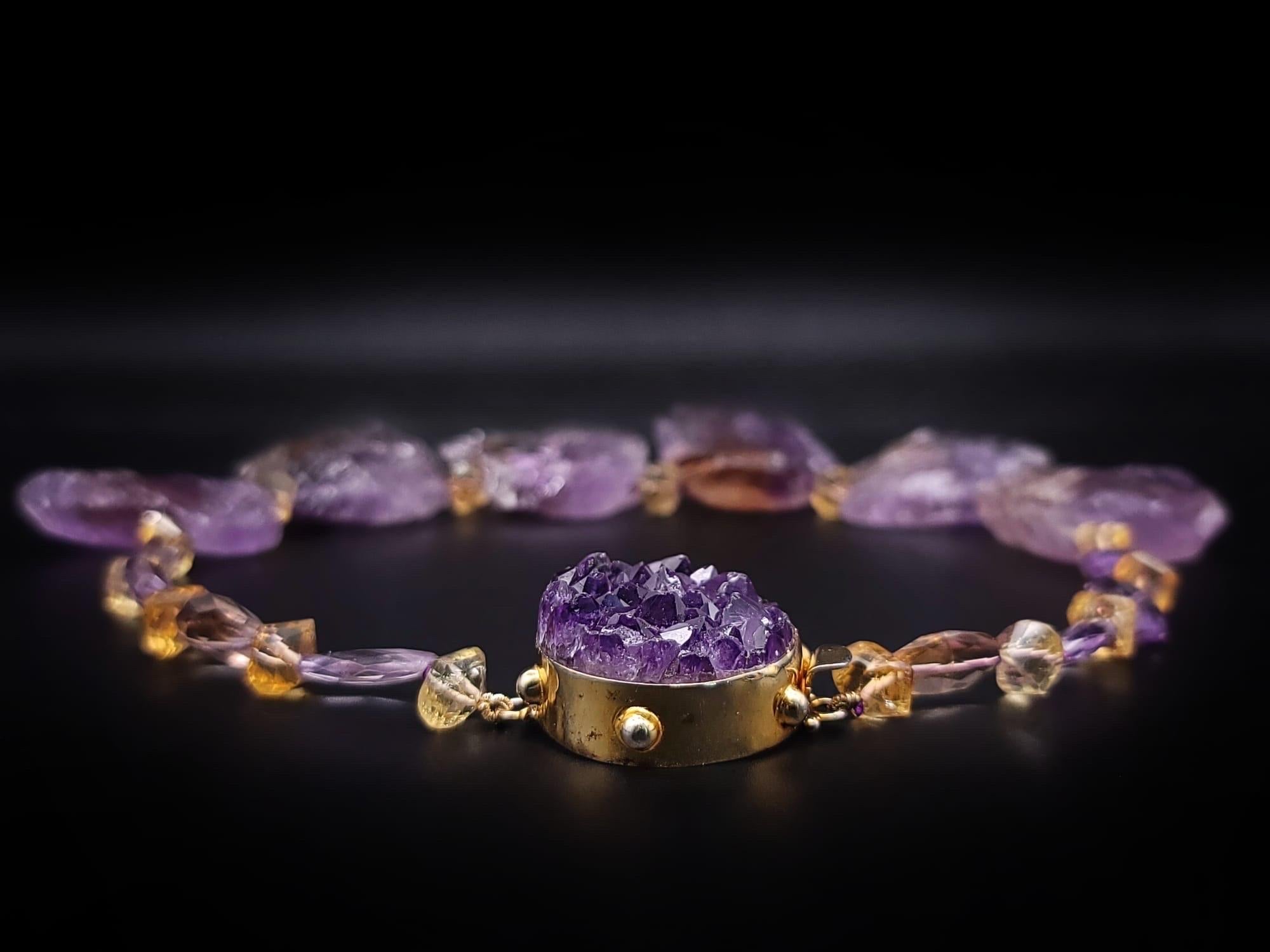A.Jeschel Dramatic hammered Ametrine plates necklace. For Sale 5