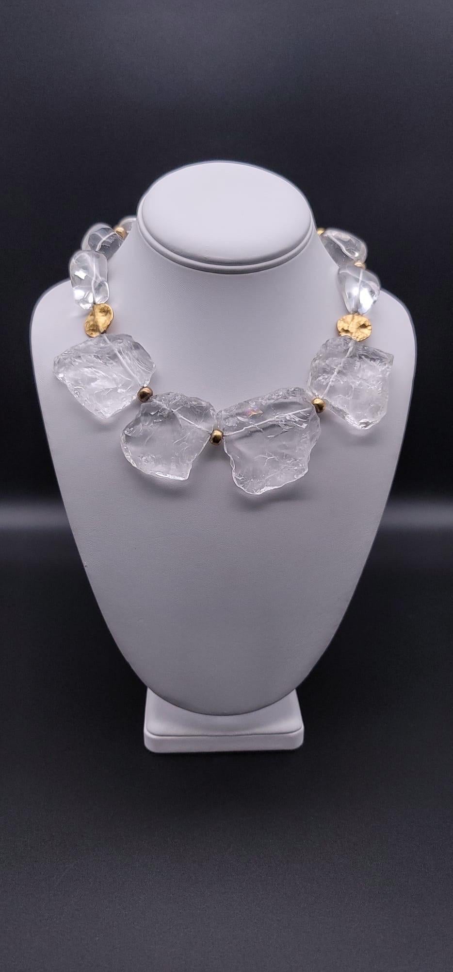 A.Jeschel Dramatic necklace of hammered rock crystal plates necklace. For Sale 2