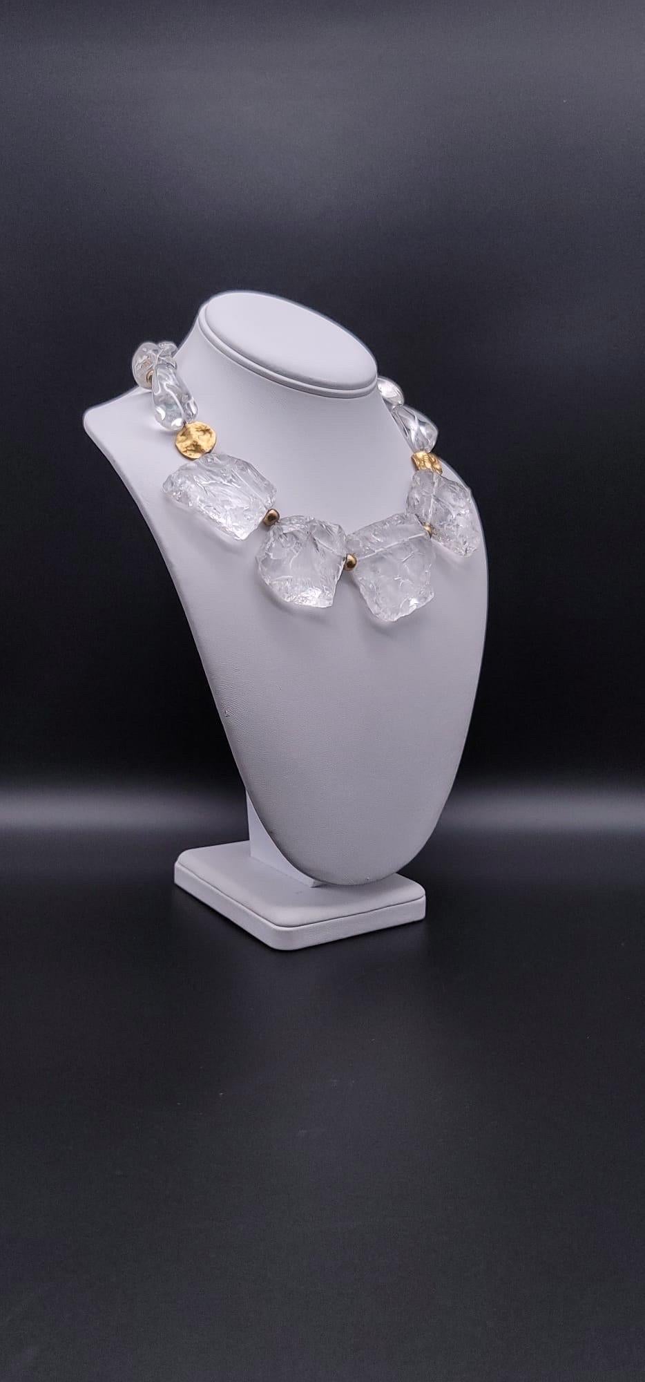 A.Jeschel Dramatic necklace of hammered rock crystal plates necklace. For Sale 4