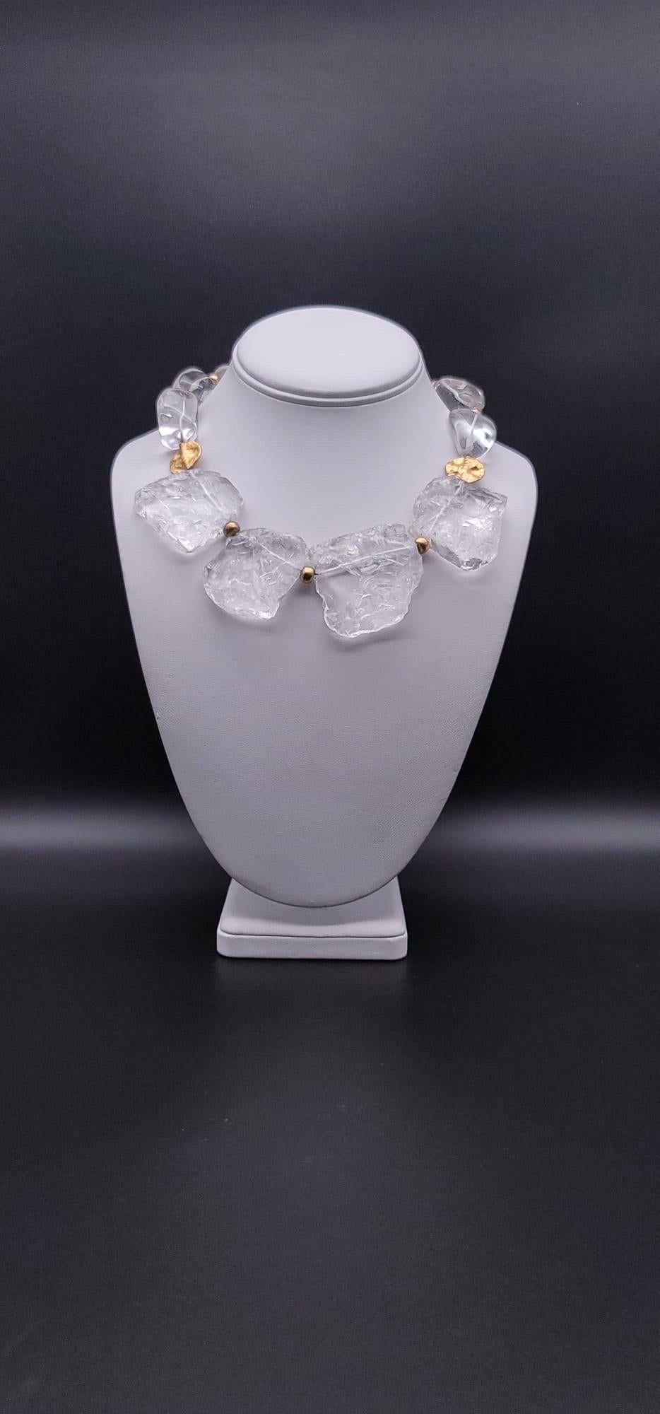 A.Jeschel Dramatic necklace of hammered rock crystal plates necklace. For Sale 5