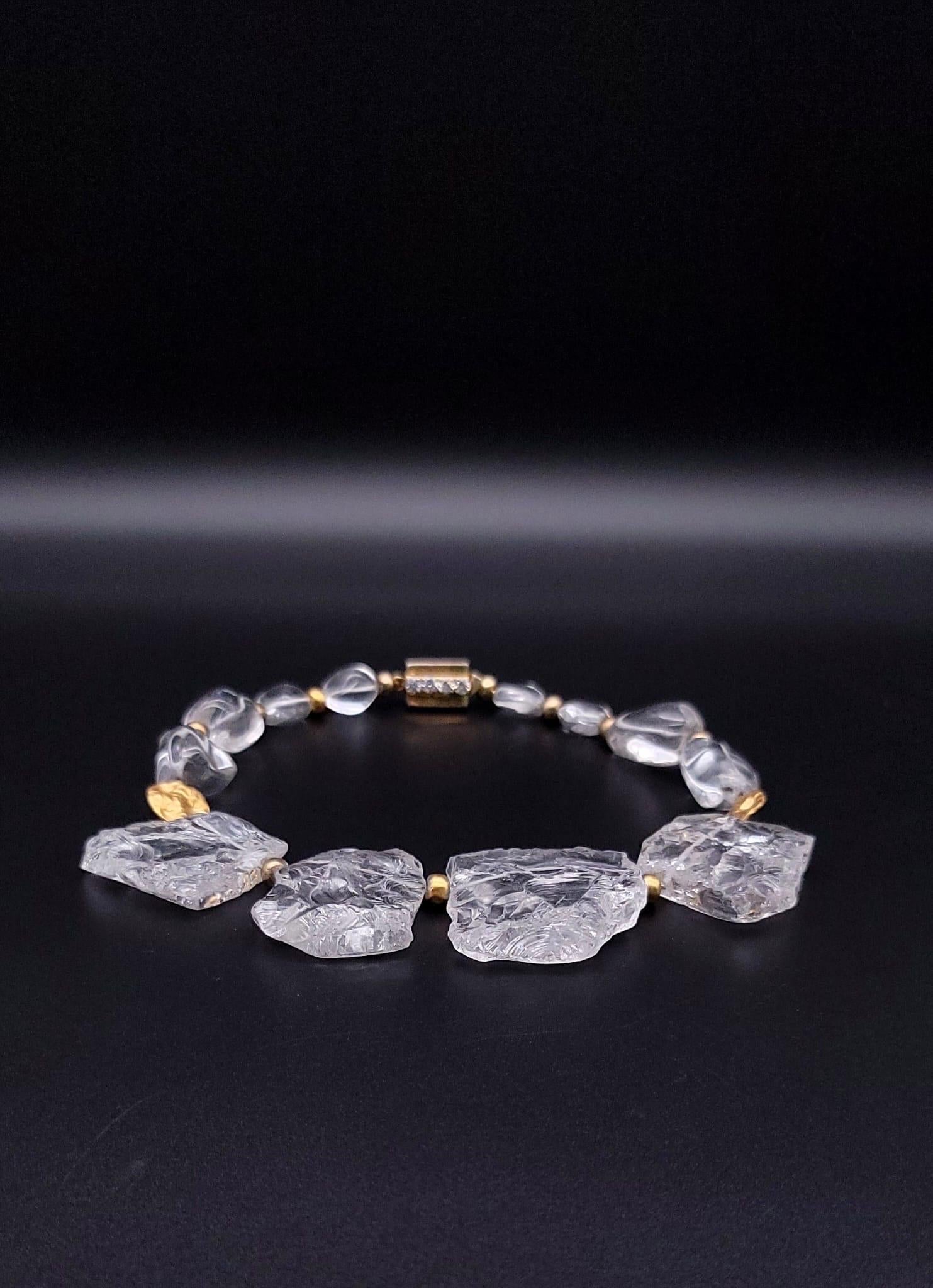 A.Jeschel Dramatic necklace of hammered rock crystal plates necklace. For Sale 6