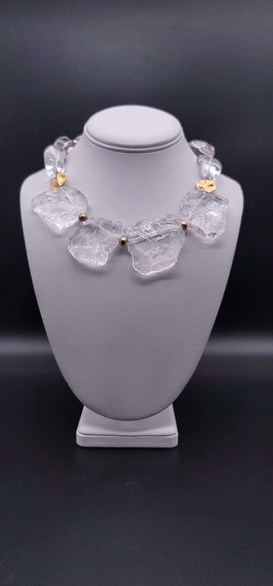 A.Jeschel Dramatic necklace of hammered rock crystal plates necklace. For Sale 7