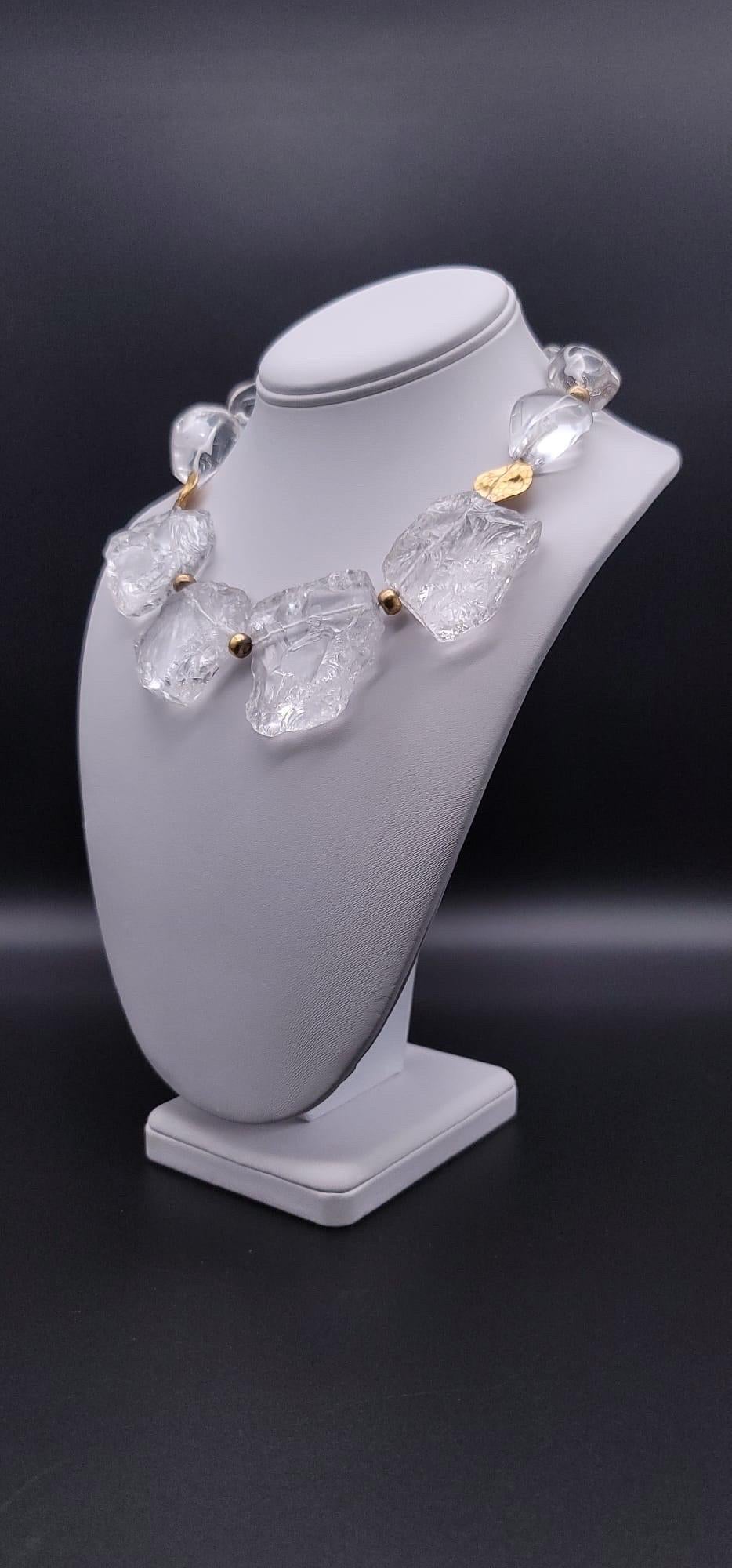 A.Jeschel Dramatic necklace of hammered rock crystal plates necklace. For Sale 8