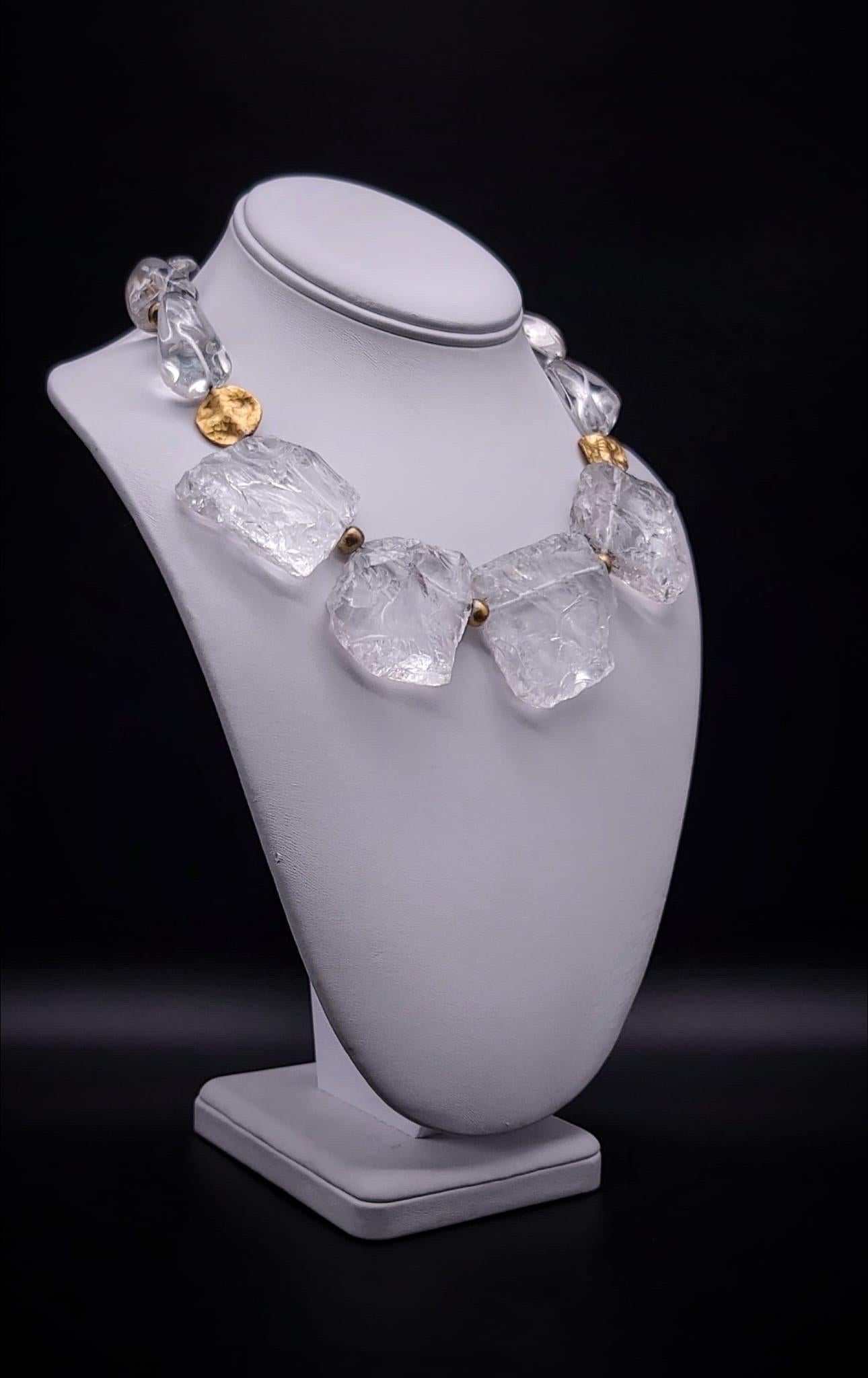 A.Jeschel Dramatic necklace of hammered rock crystal plates necklace. For Sale 9