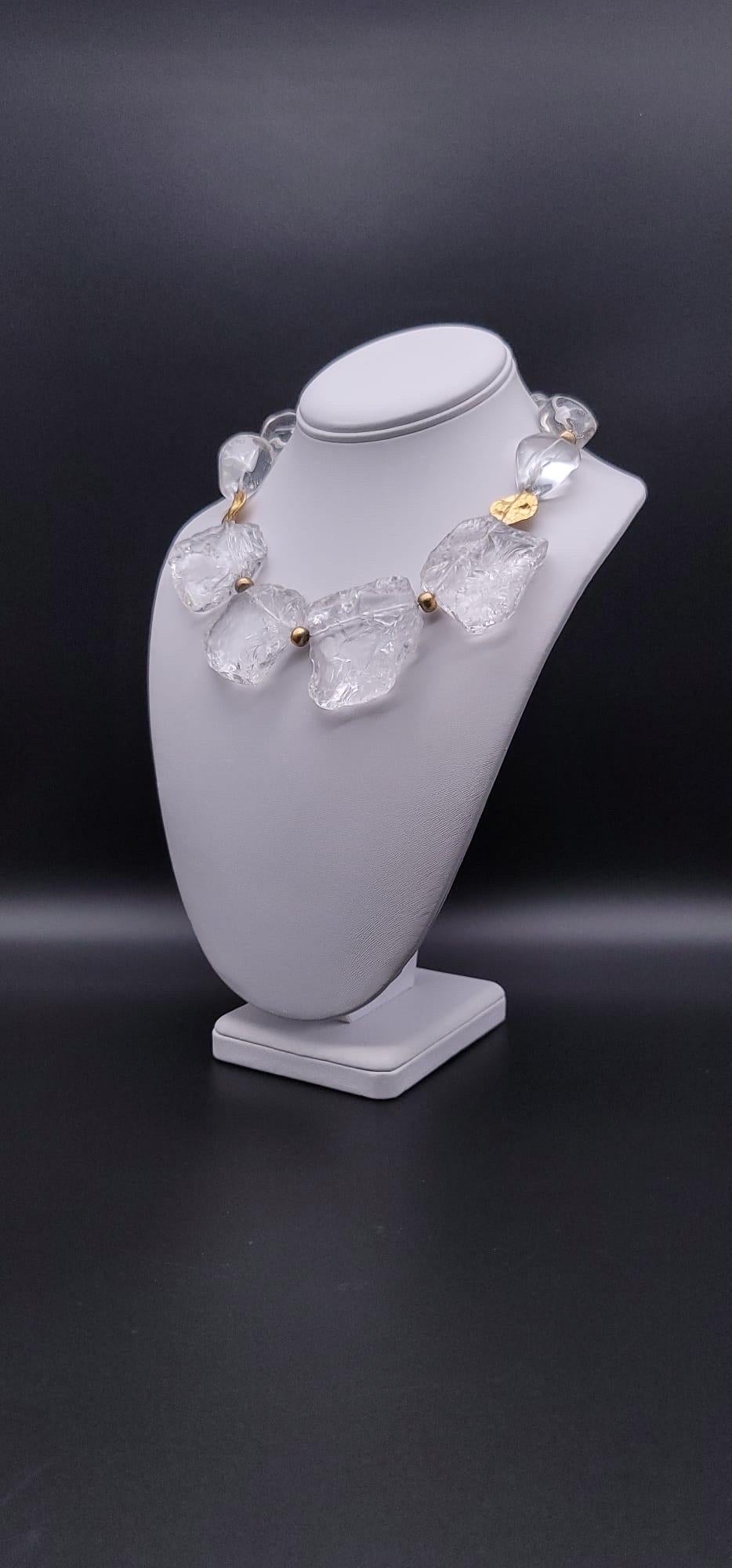 A.Jeschel Dramatic necklace of hammered rock crystal plates necklace. For Sale 10
