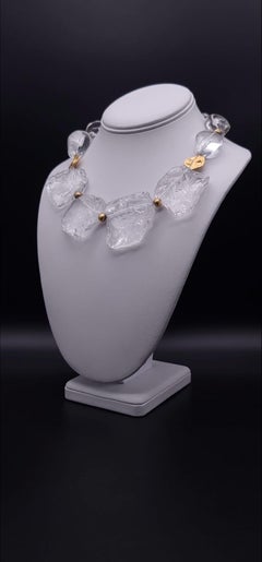 A.Jeschel Dramatic necklace of hammered rock crystal plates necklace.