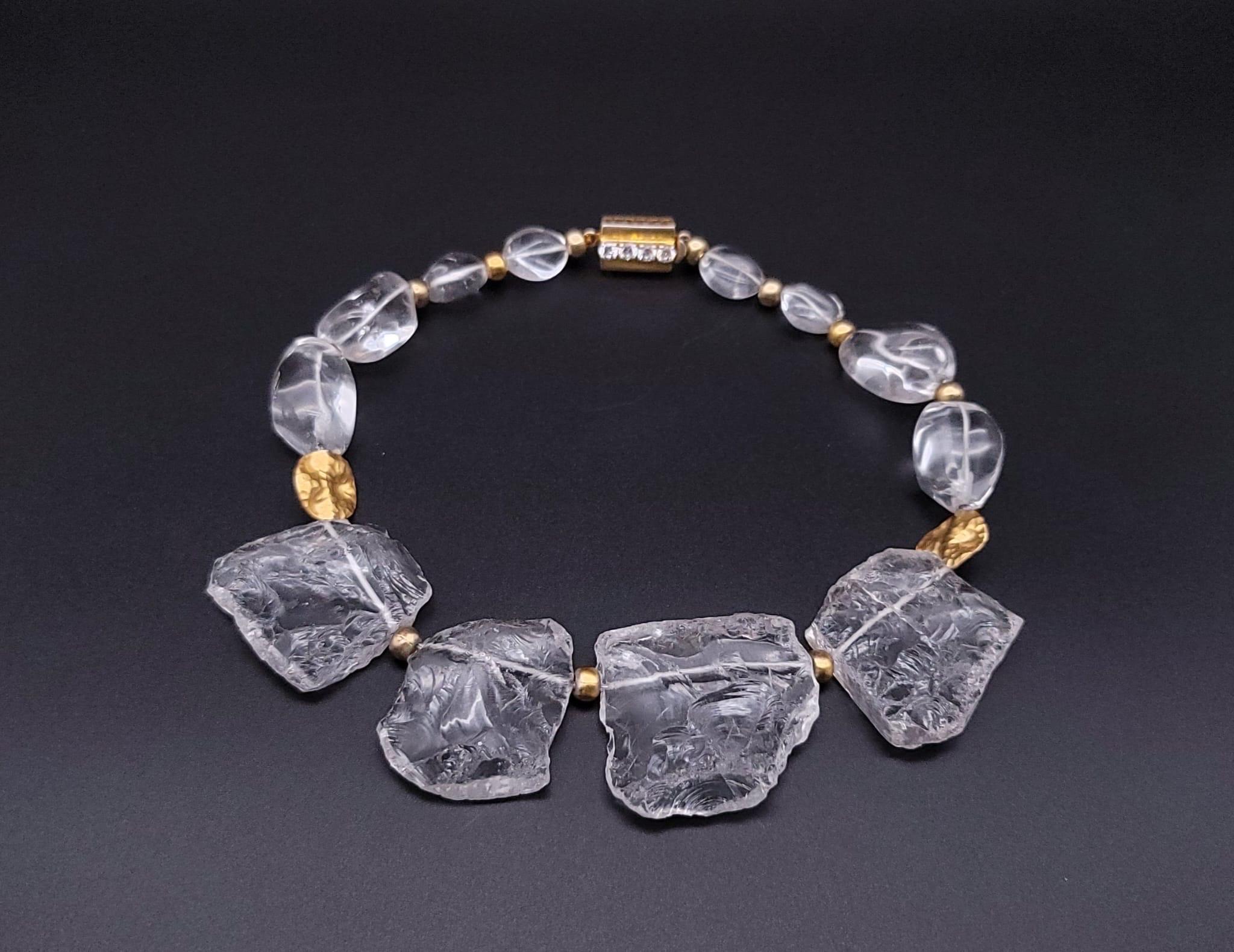 Women's A.Jeschel Dramatic necklace of hammered rock crystal plates necklace. For Sale