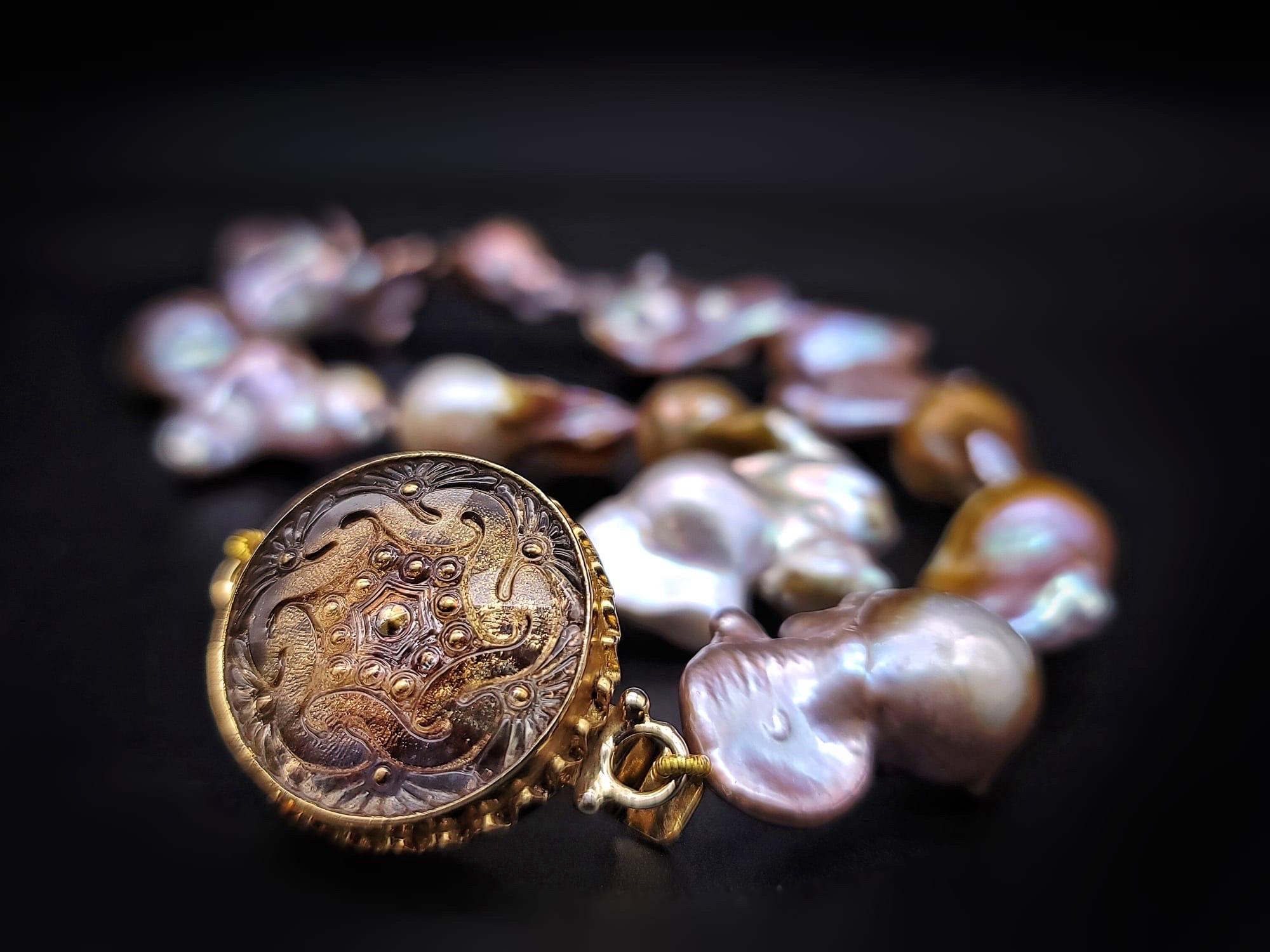 Mixed Cut A.Jeschel Elegant Baroque Pearl Necklace For Sale