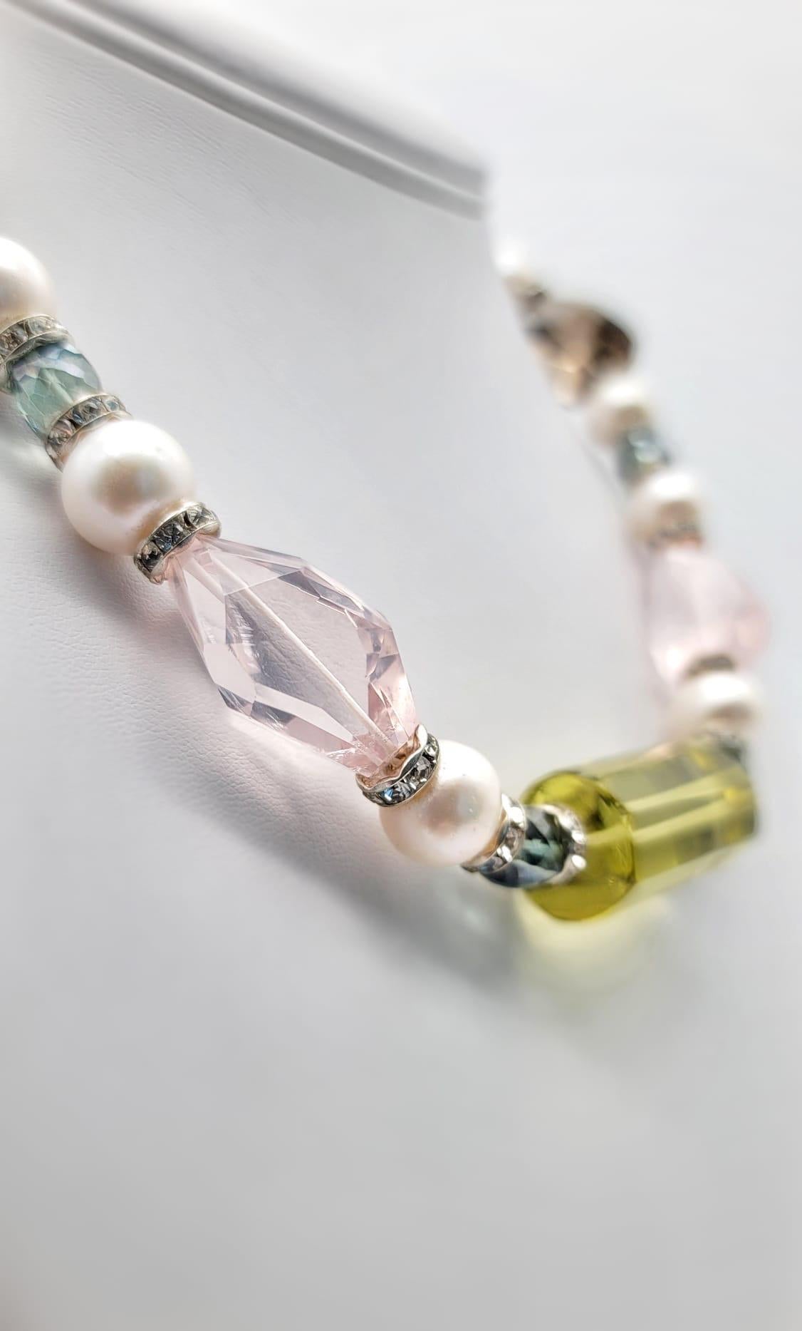 Contemporary A.Jeschel Elegant crystal Quartz in a soft and flattering palette of gemstones For Sale