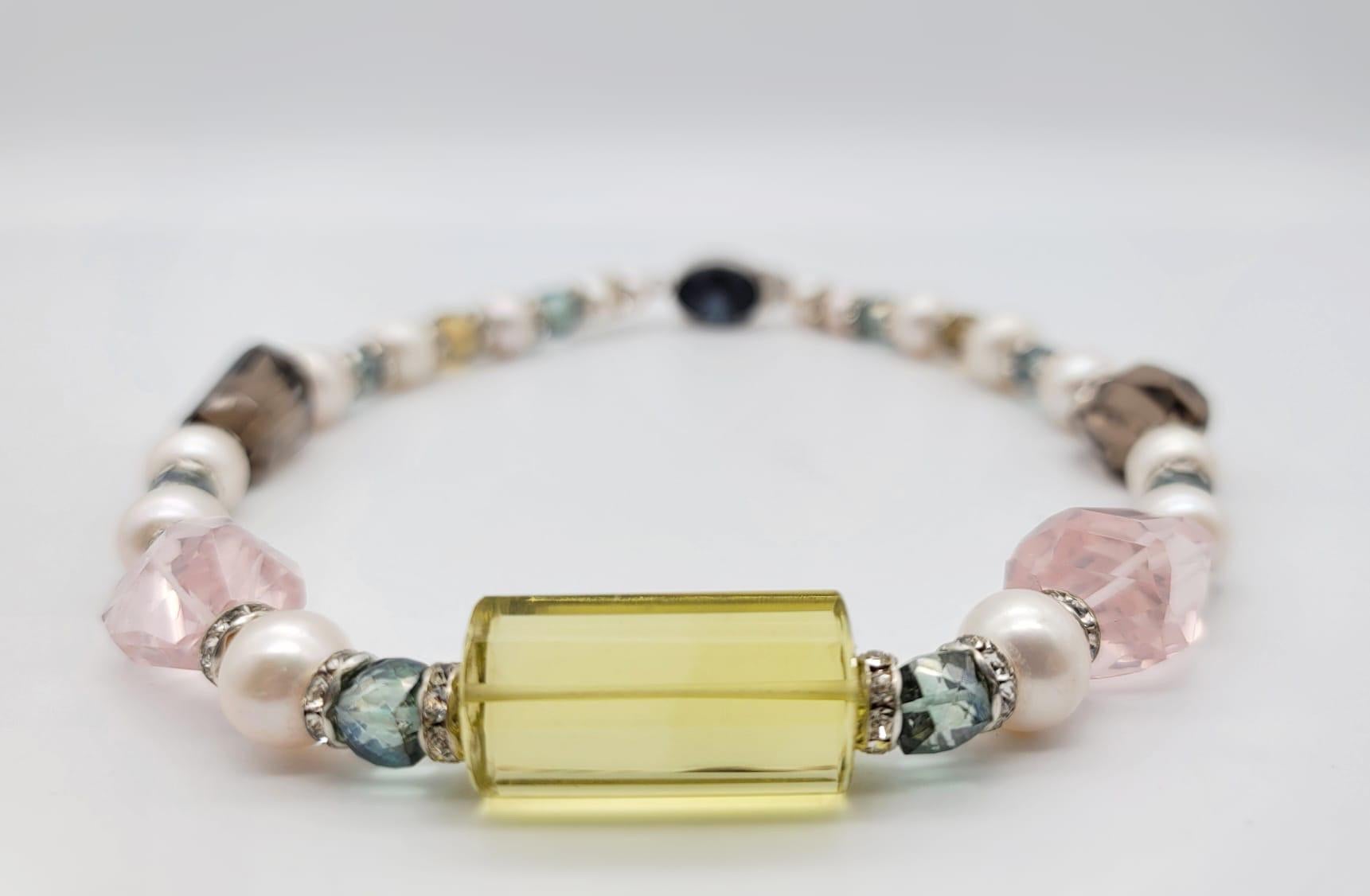 A.Jeschel Elegant crystal Quartz in a soft and flattering palette of gemstones In New Condition For Sale In Miami, FL