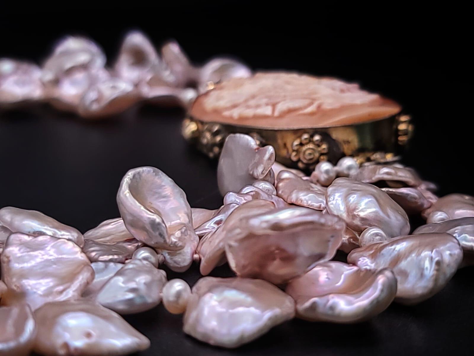 A.Jeschel, élégant collier de perles Keshi avec fermoir italien vintage. en vente 4
