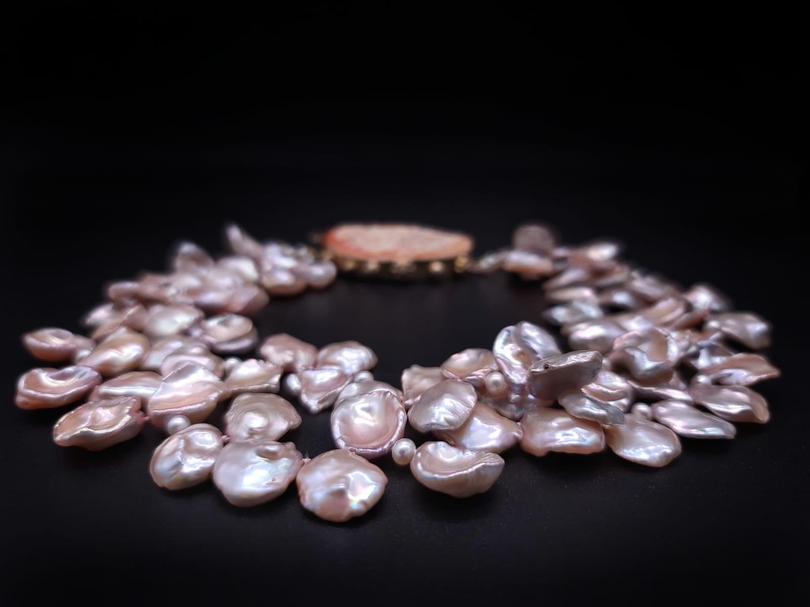 A.Jeschel, élégant collier de perles Keshi avec fermoir italien vintage. en vente 3