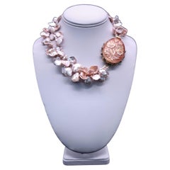 A.Jeschel Elegant Keshi pearl necklace with a vintage Italian clasp.