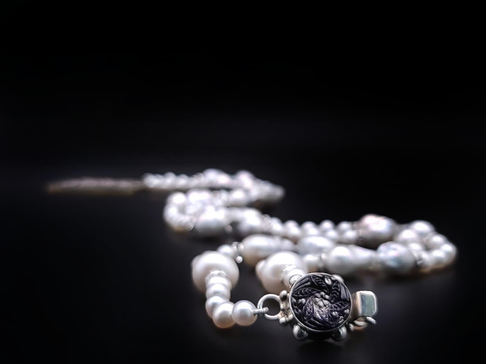 A.Jeschel Elegant Long Baroque Necklace with pendant. For Sale 4
