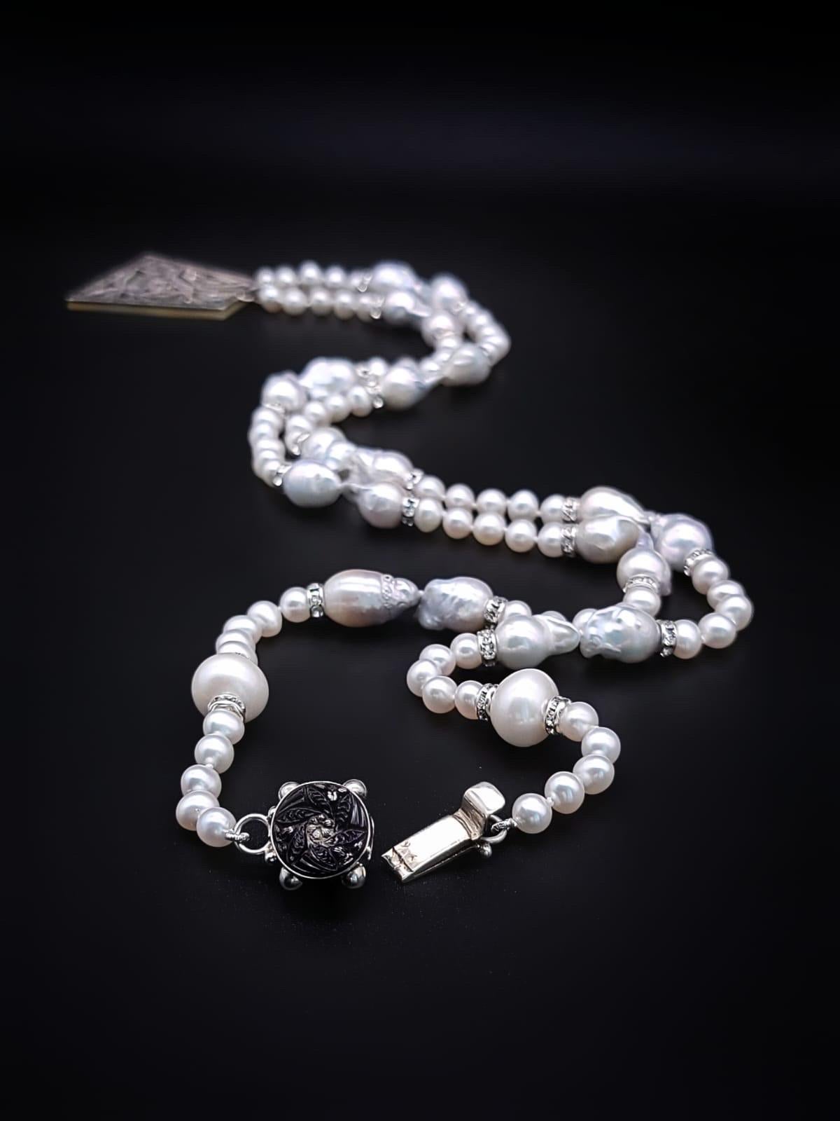 A.Jeschel Elegant Long Baroque Necklace with pendant. For Sale 11