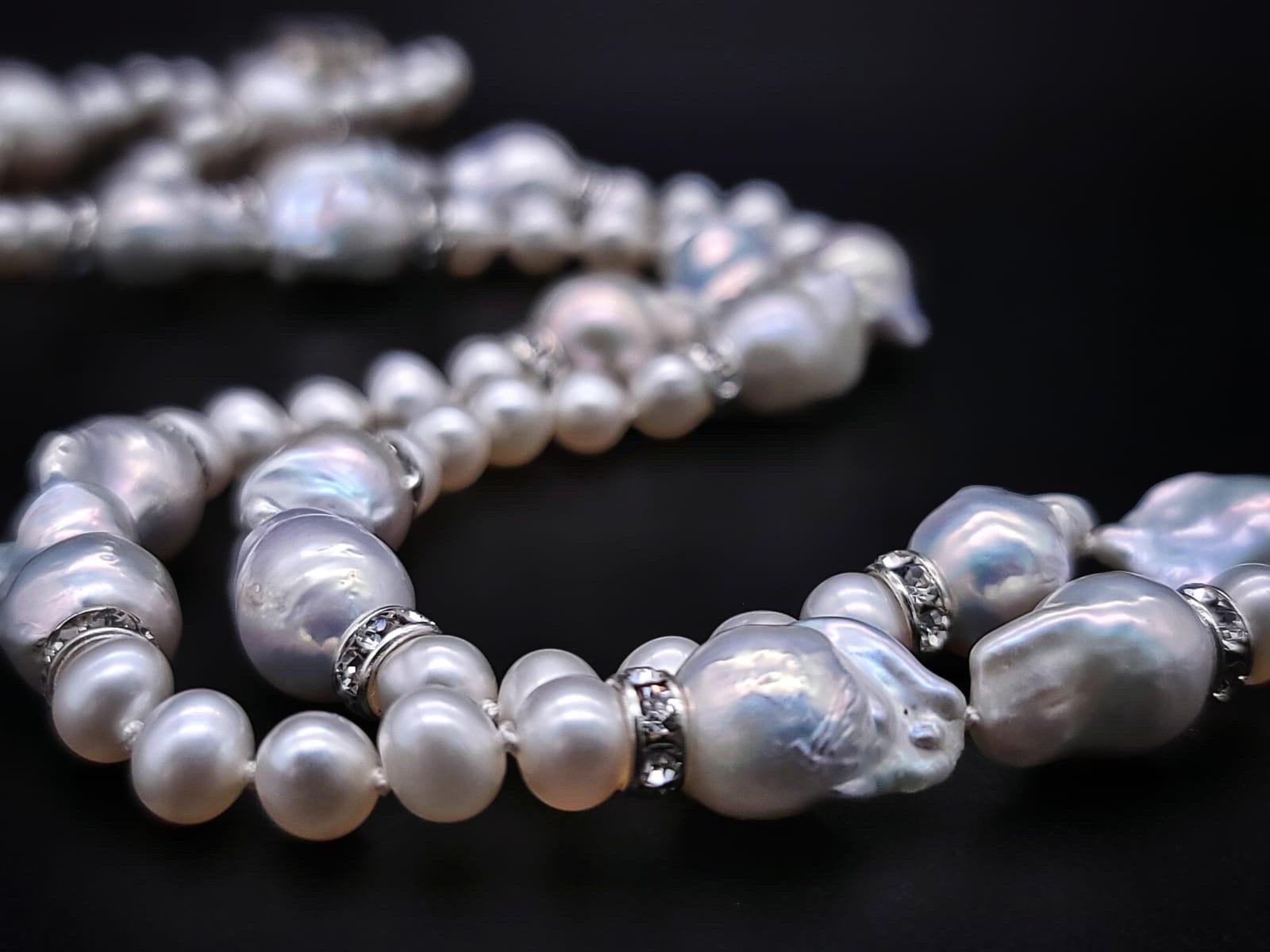 Women's or Men's A.Jeschel Elegant Long Baroque Necklace with pendant. For Sale