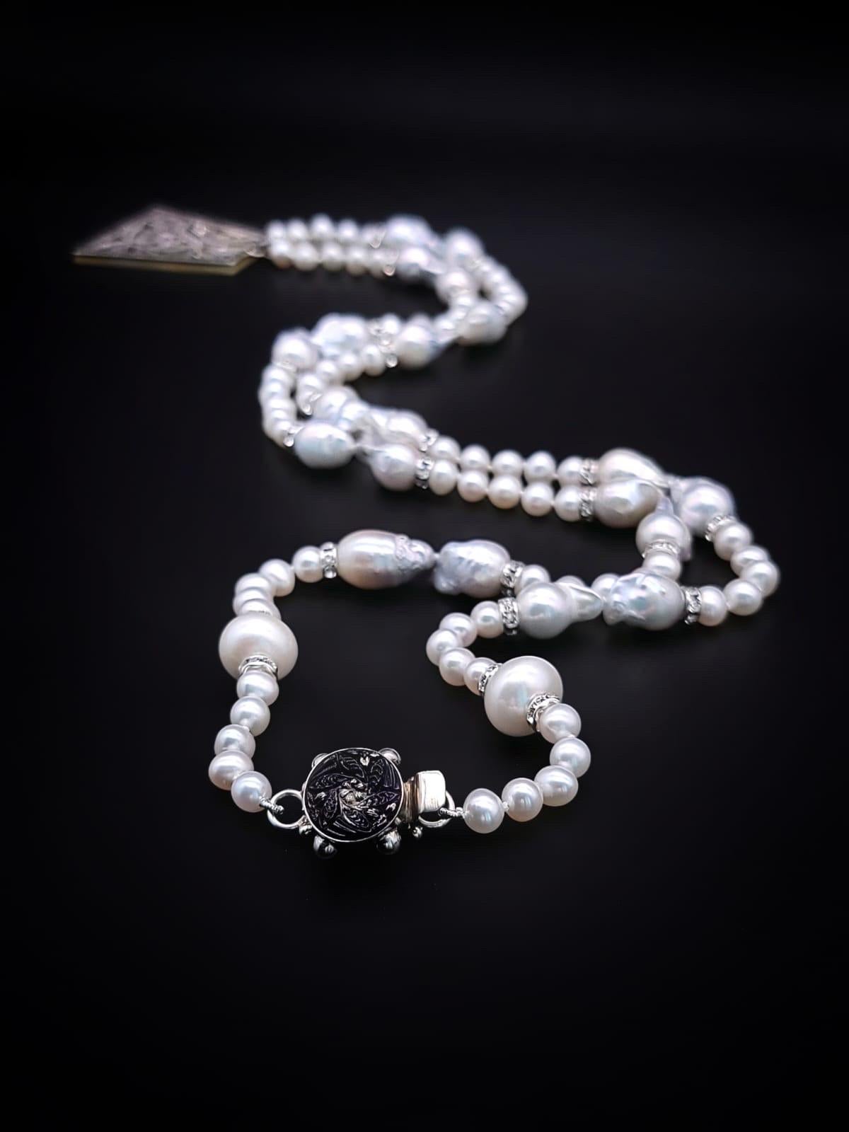 A.Jeschel Elegant Long Baroque Necklace with pendant. For Sale 2