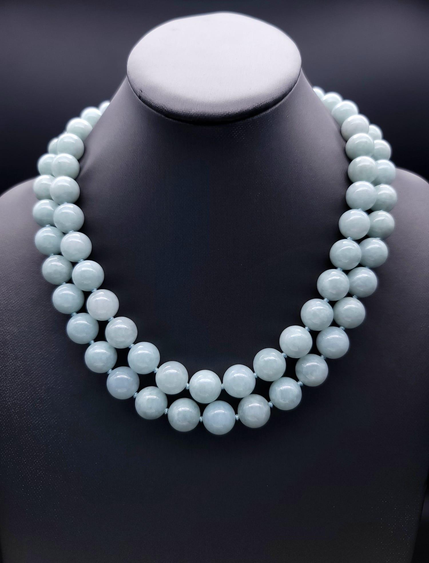A.Jeschel Elegant matched Burma Jade necklace with a signature clasp. For Sale 5