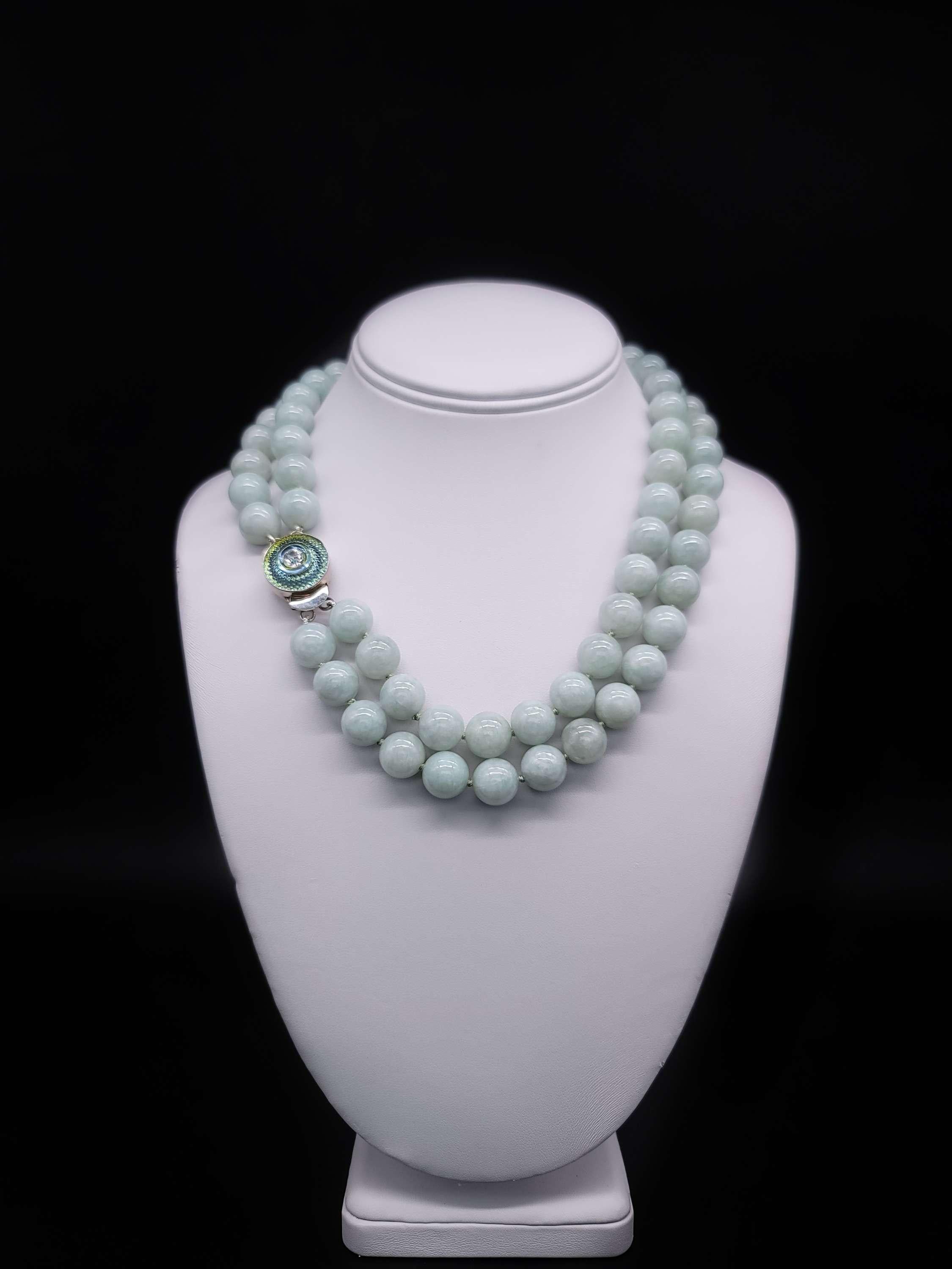 A.Jeschel Elegante collana abbinata in giada di Burma con chiusura firmata. in vendita 3