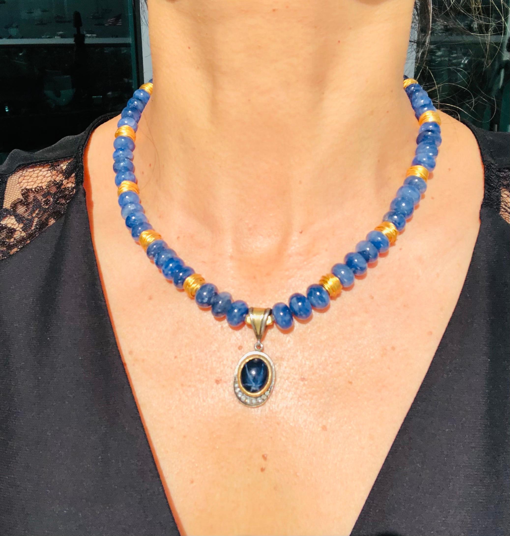 Bead A.Jeschel Royal Blue Sapphire Necklace.