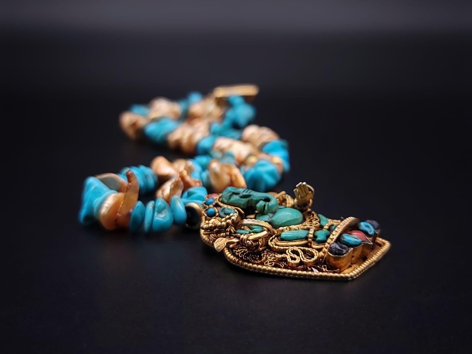 A.Jeschel Elegant Turquoise Lord Ganesh pendant necklace. 4
