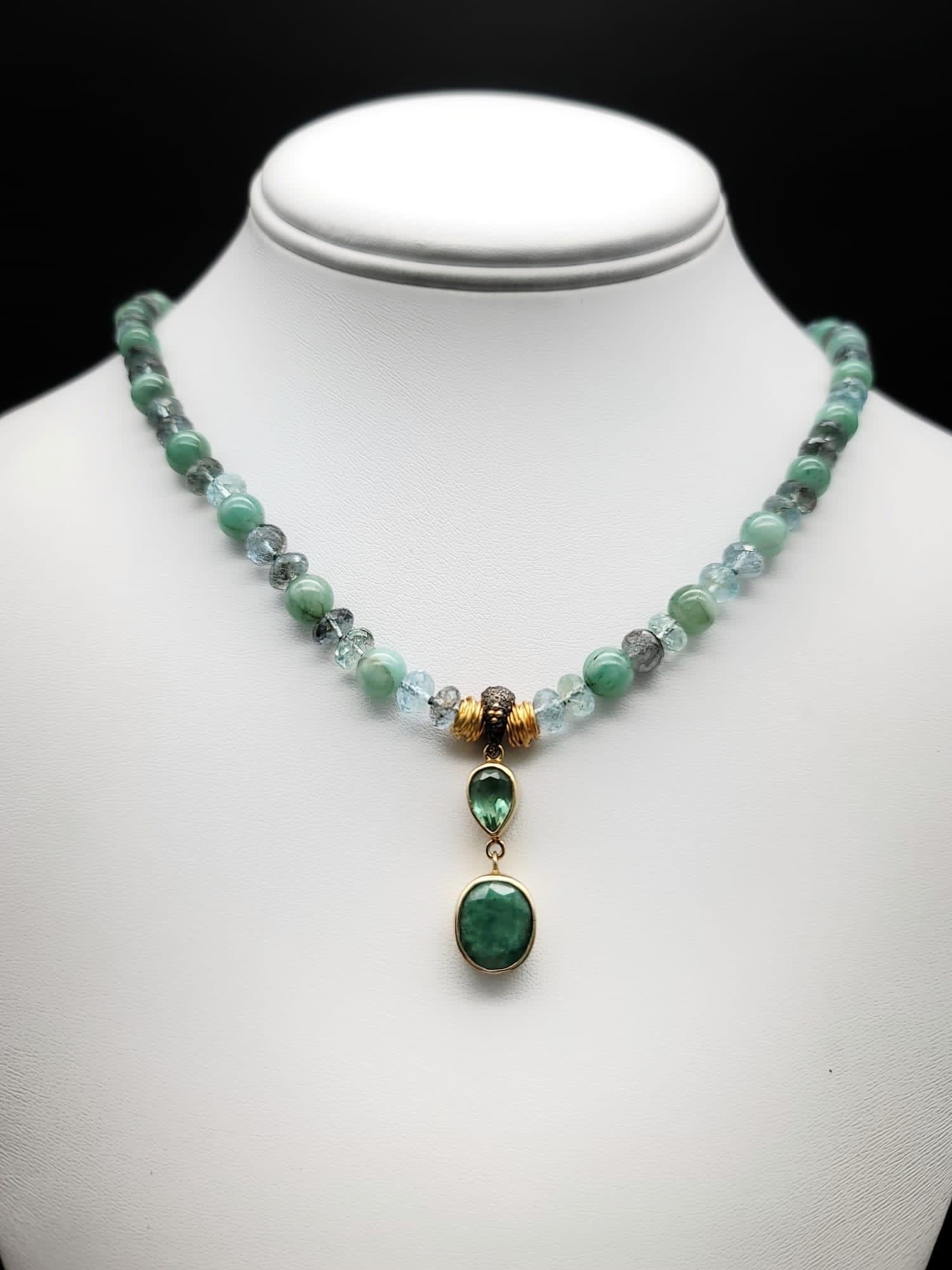 A.Jeschel Emerald pendant and Aquamarine necklace. 3
