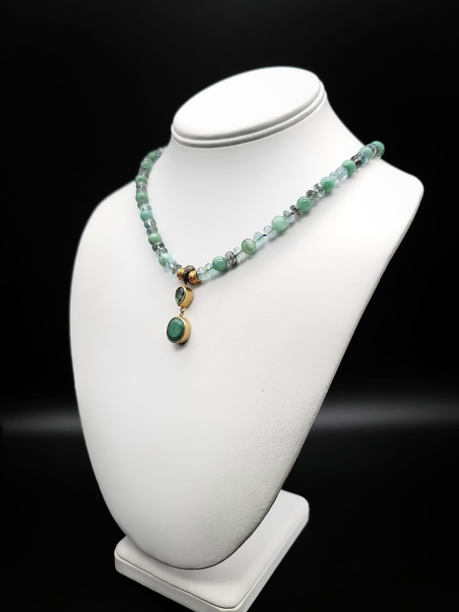 A.Jeschel Emerald pendant and Aquamarine necklace. 4
