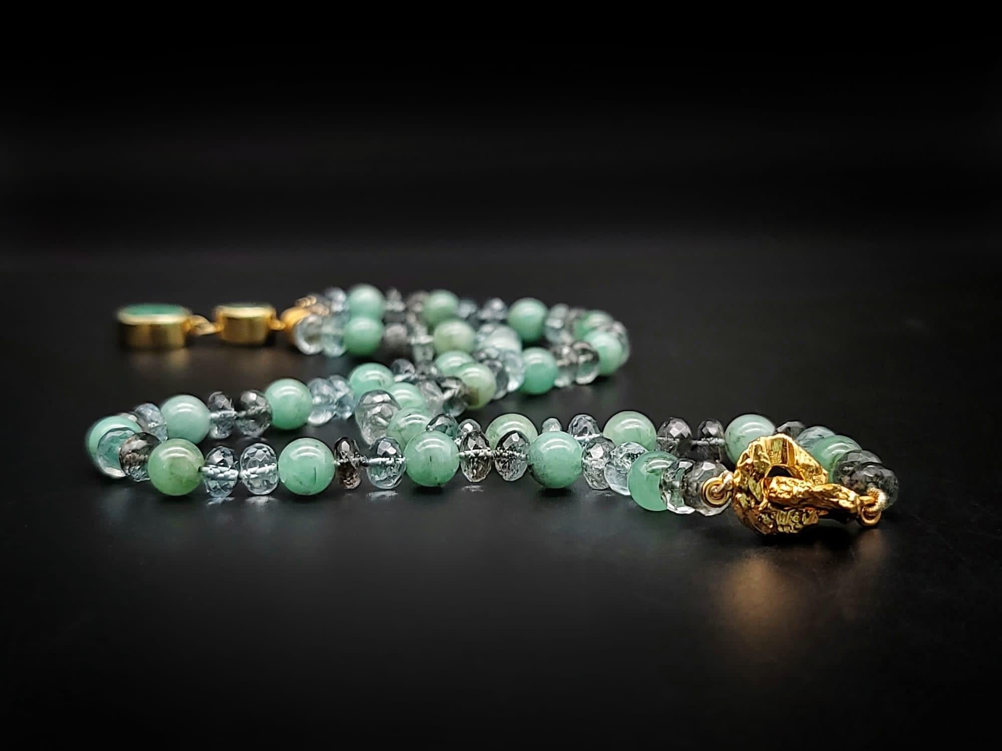 Contemporary A.Jeschel Emerald pendant and Aquamarine necklace.