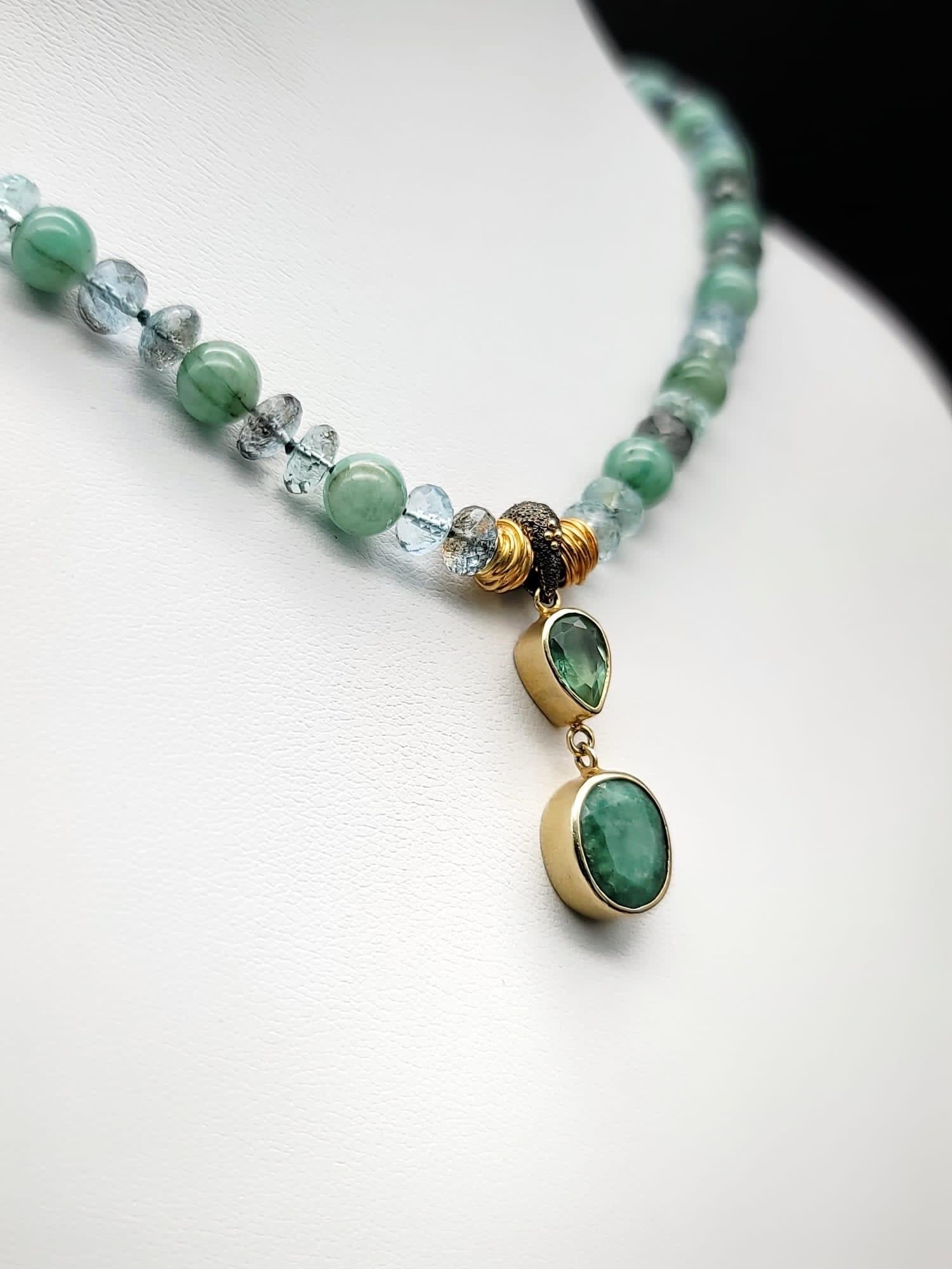 Women's A.Jeschel Emerald pendant and Aquamarine necklace.