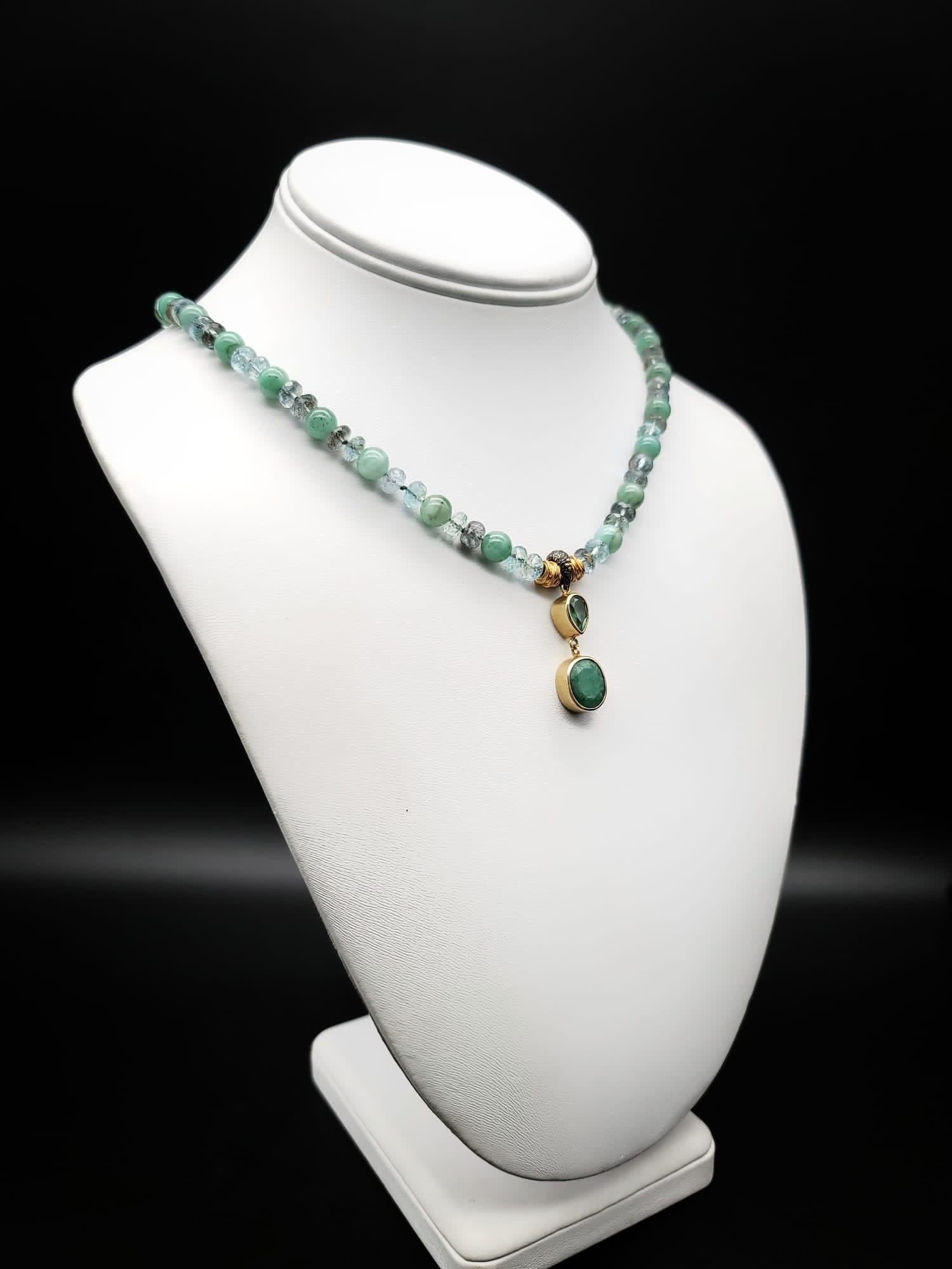 A.Jeschel Emerald pendant and Aquamarine necklace. 2