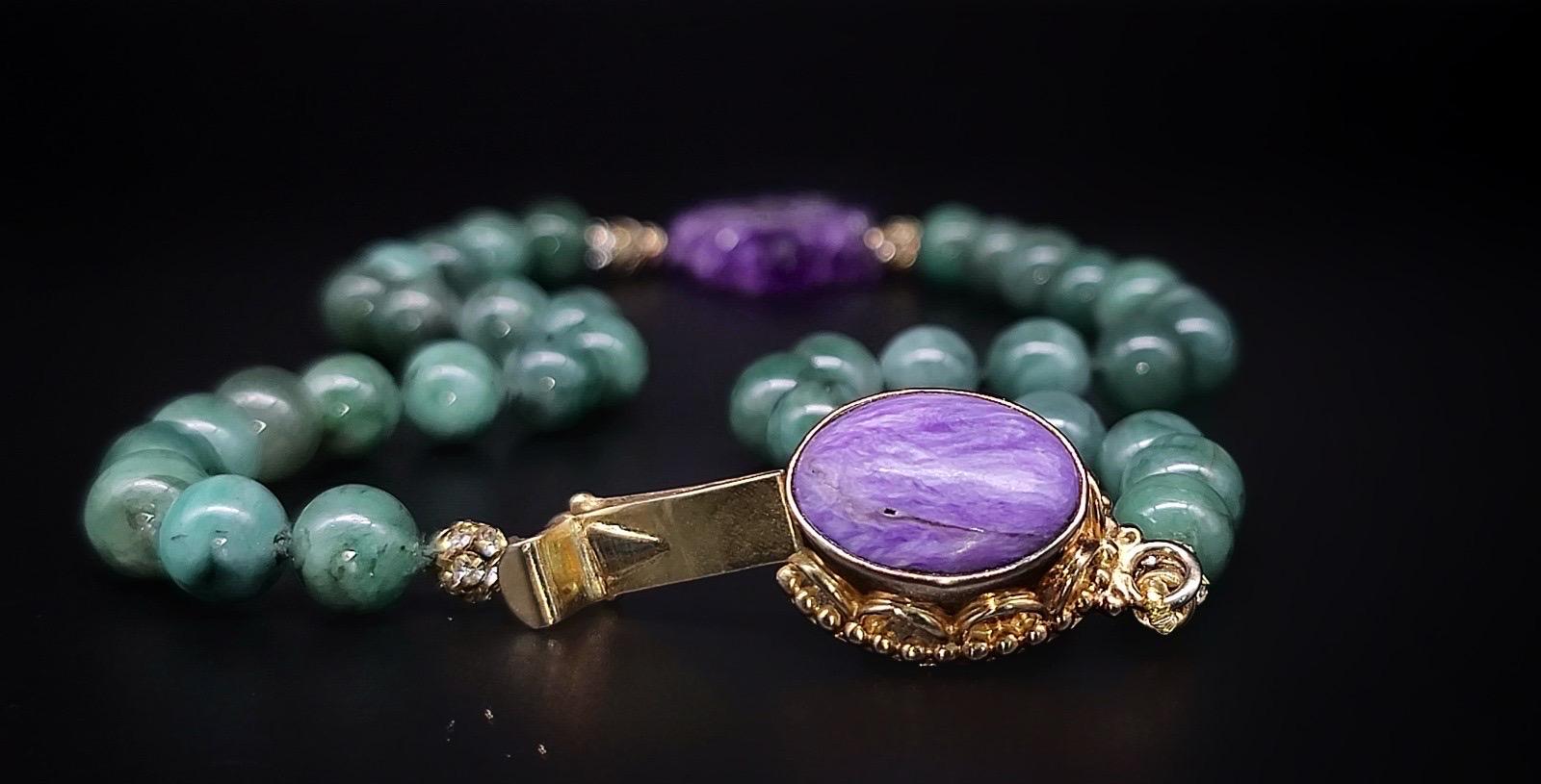 A.Jeschel Emerald with Amethyst  stalactite sliced pendant necklace . For Sale 10