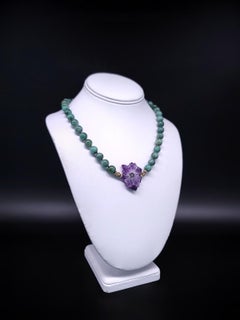 A.Jeschel Emerald with Amethyst  stalactite sliced pendant necklace .