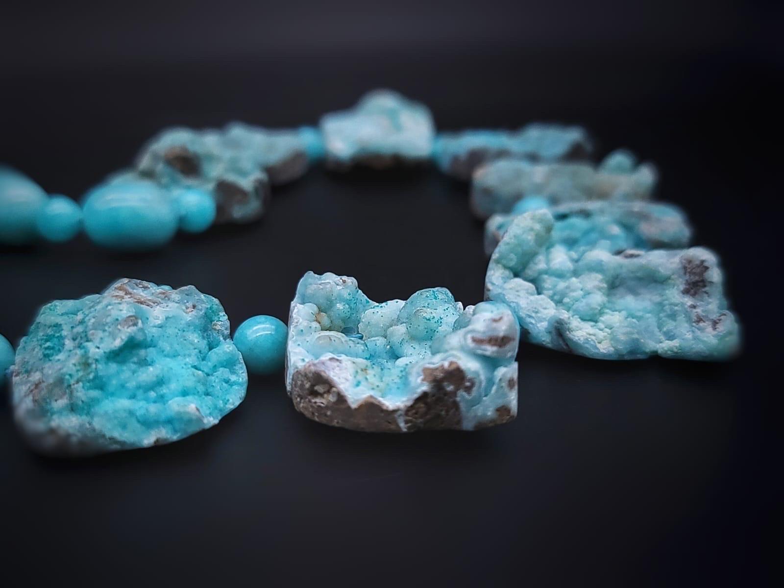 A.Jeschel Exotic Hemimorphite plates necklace. For Sale 6