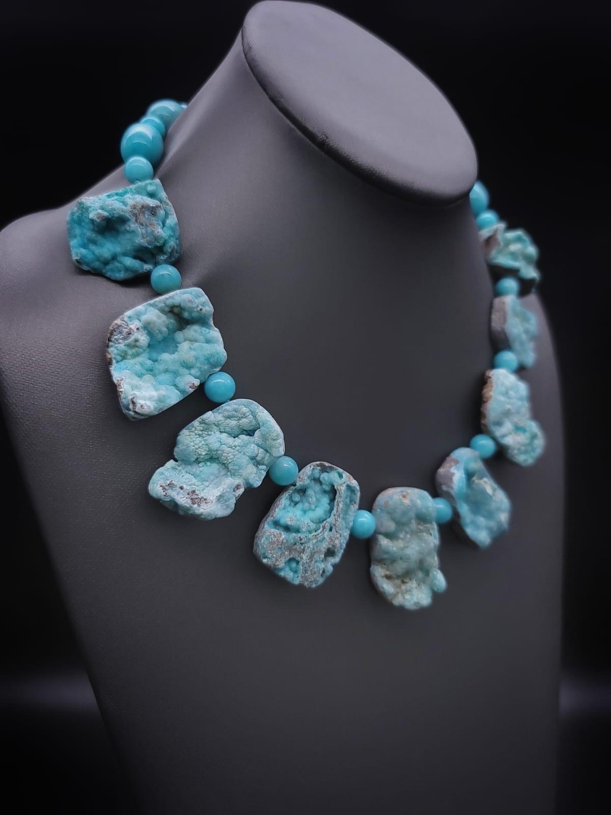 Contemporary A.Jeschel Exotic Hemimorphite plates necklace. For Sale