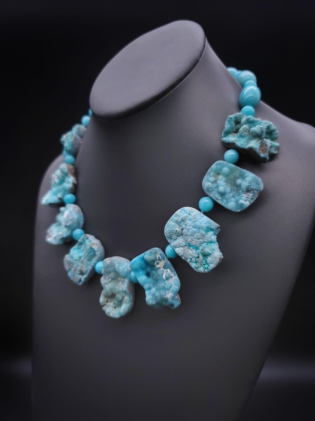 Mixed Cut A.Jeschel Exotic Hemimorphite plates necklace. For Sale