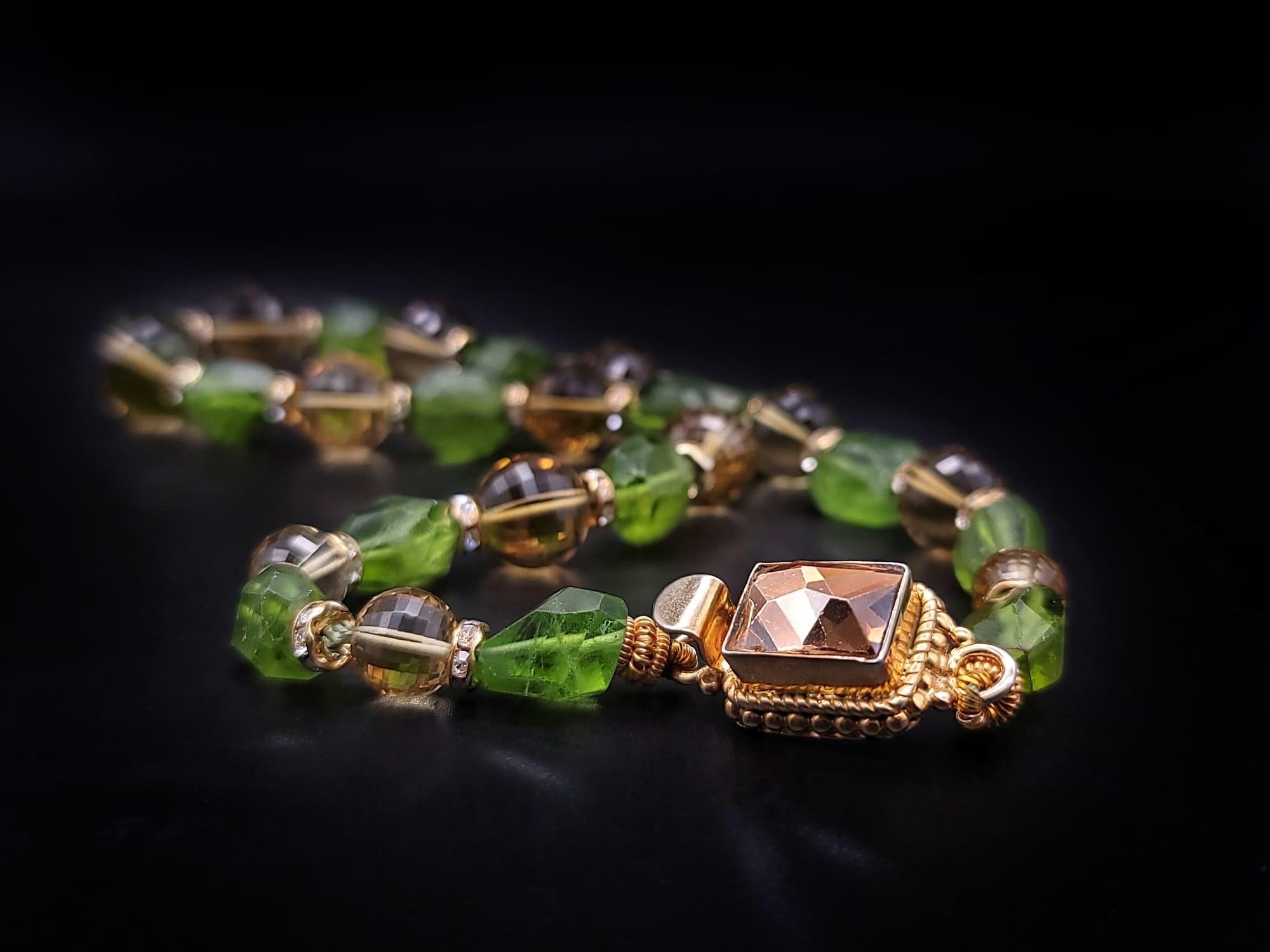 A.Jeschel Extraordinary Peridot and Citrine single strand necklace. For Sale 7