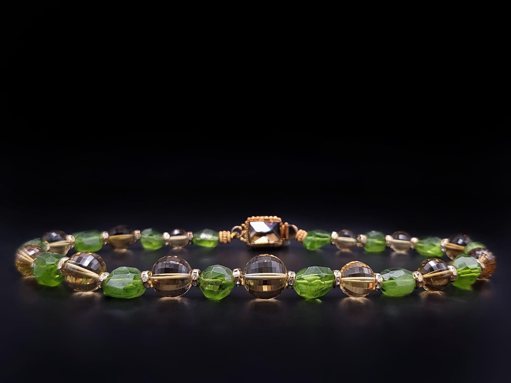 A.Jeschel Extraordinary Peridot and Citrine single strand necklace. For Sale 9