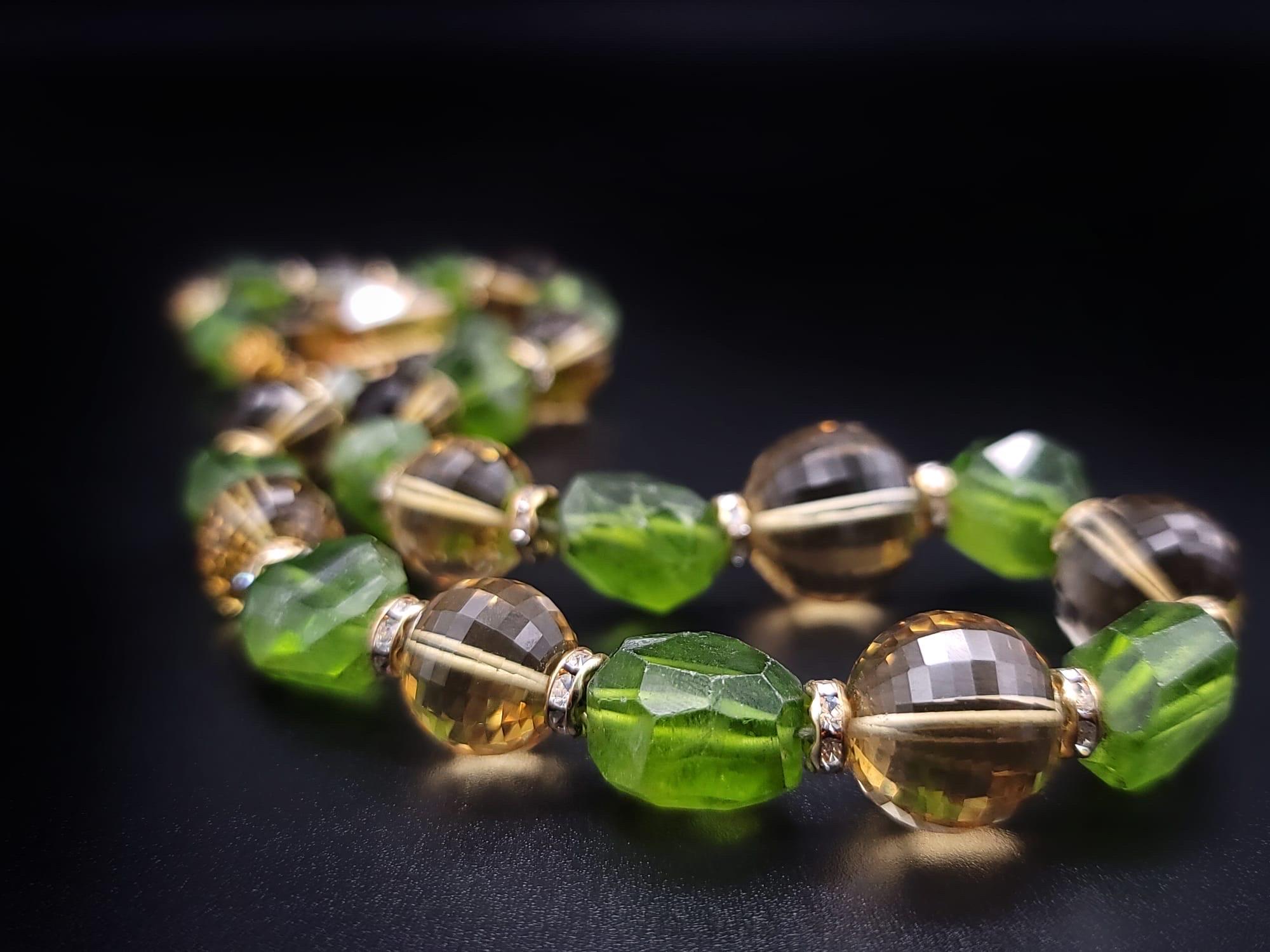 A.Jeschel Extraordinary Peridot and Citrine single strand necklace. For Sale 3