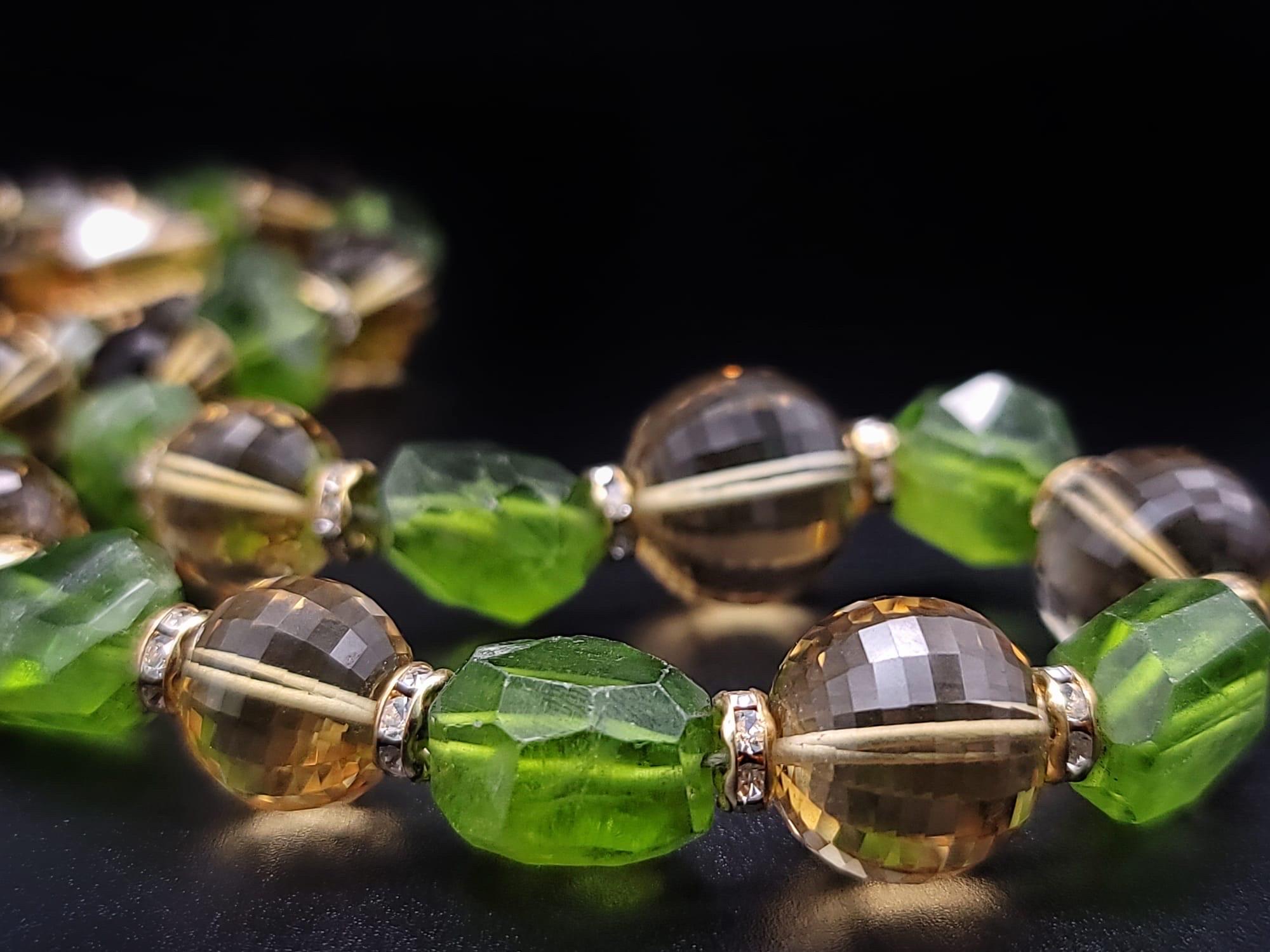 A.Jeschel Extraordinary Peridot and Citrine single strand necklace. For Sale 4