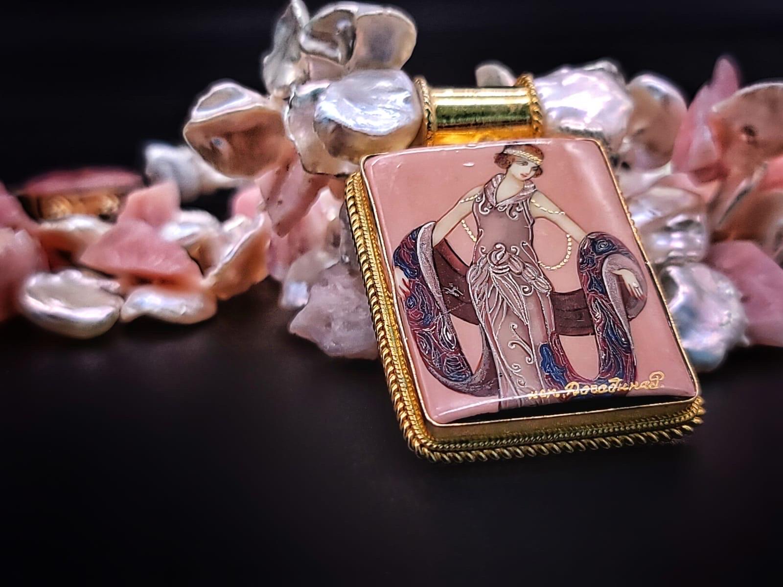 A.Jeschel, fabuleux collier de perles Keshi avec pendentif Art déco. en vente 4